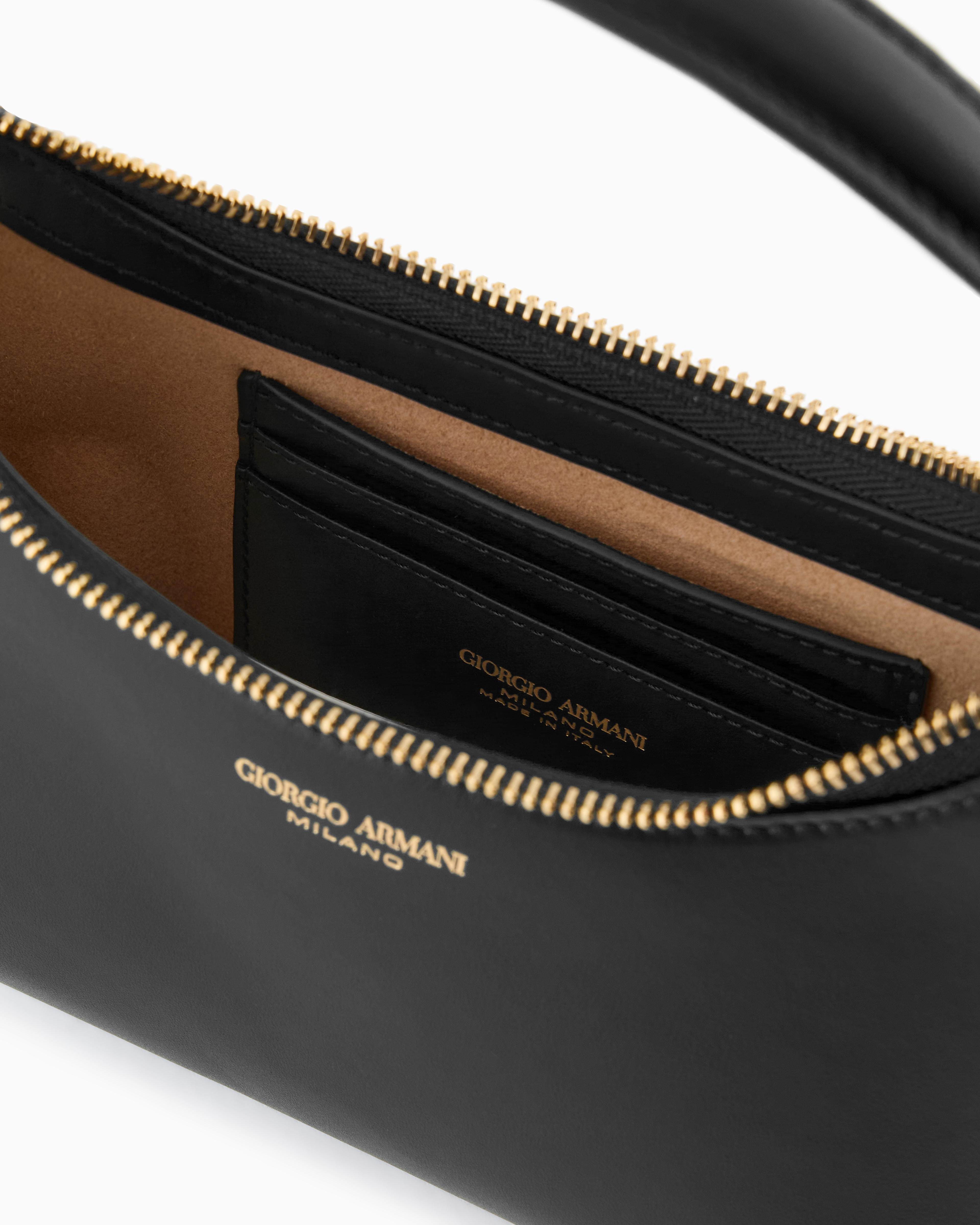 Giorgio Armani Official Store Mini La Prima Leather Handbag In Black