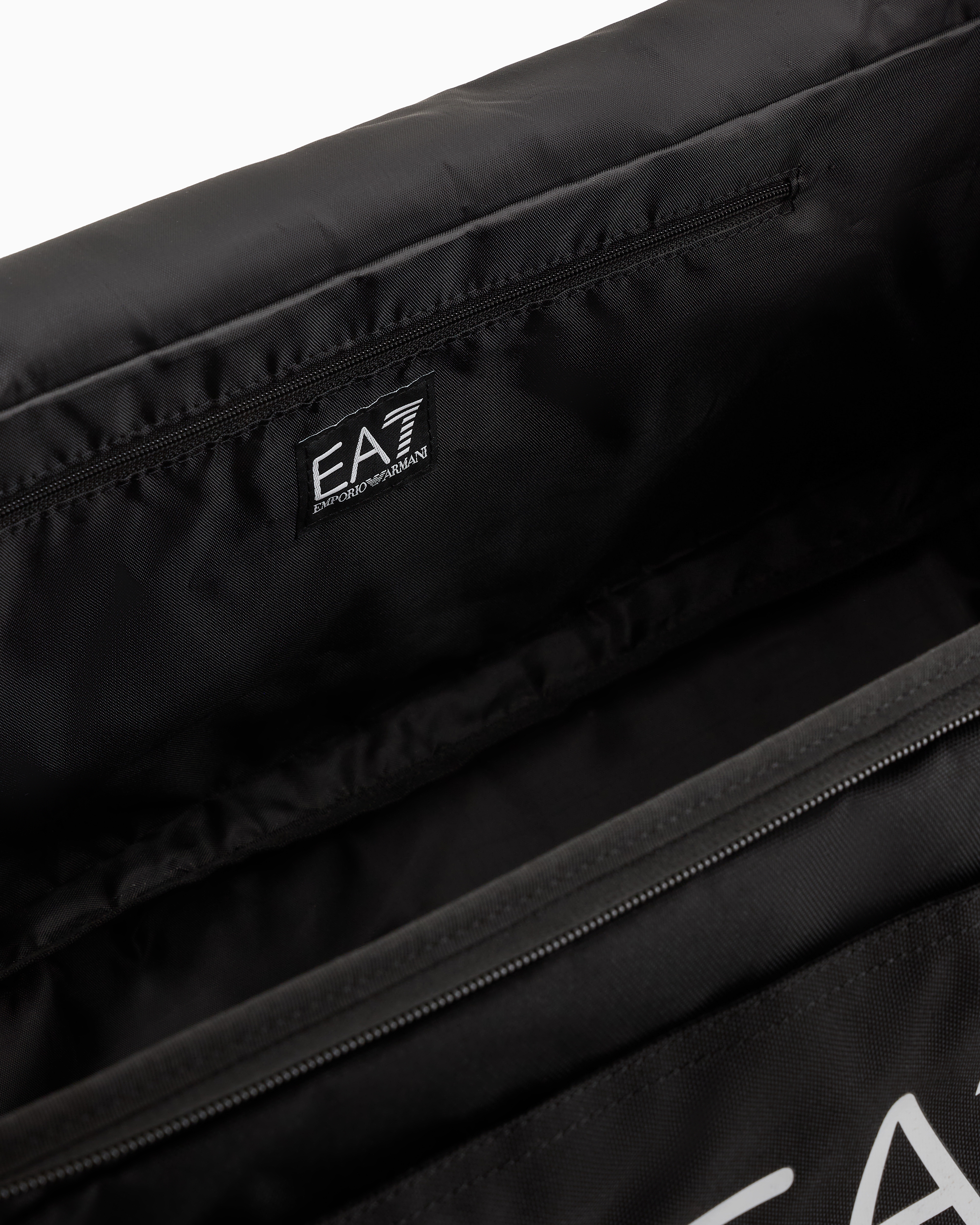 Ea7 Official Store Technical-fabric Medium Duffel Bag With Oversized Logo In Black