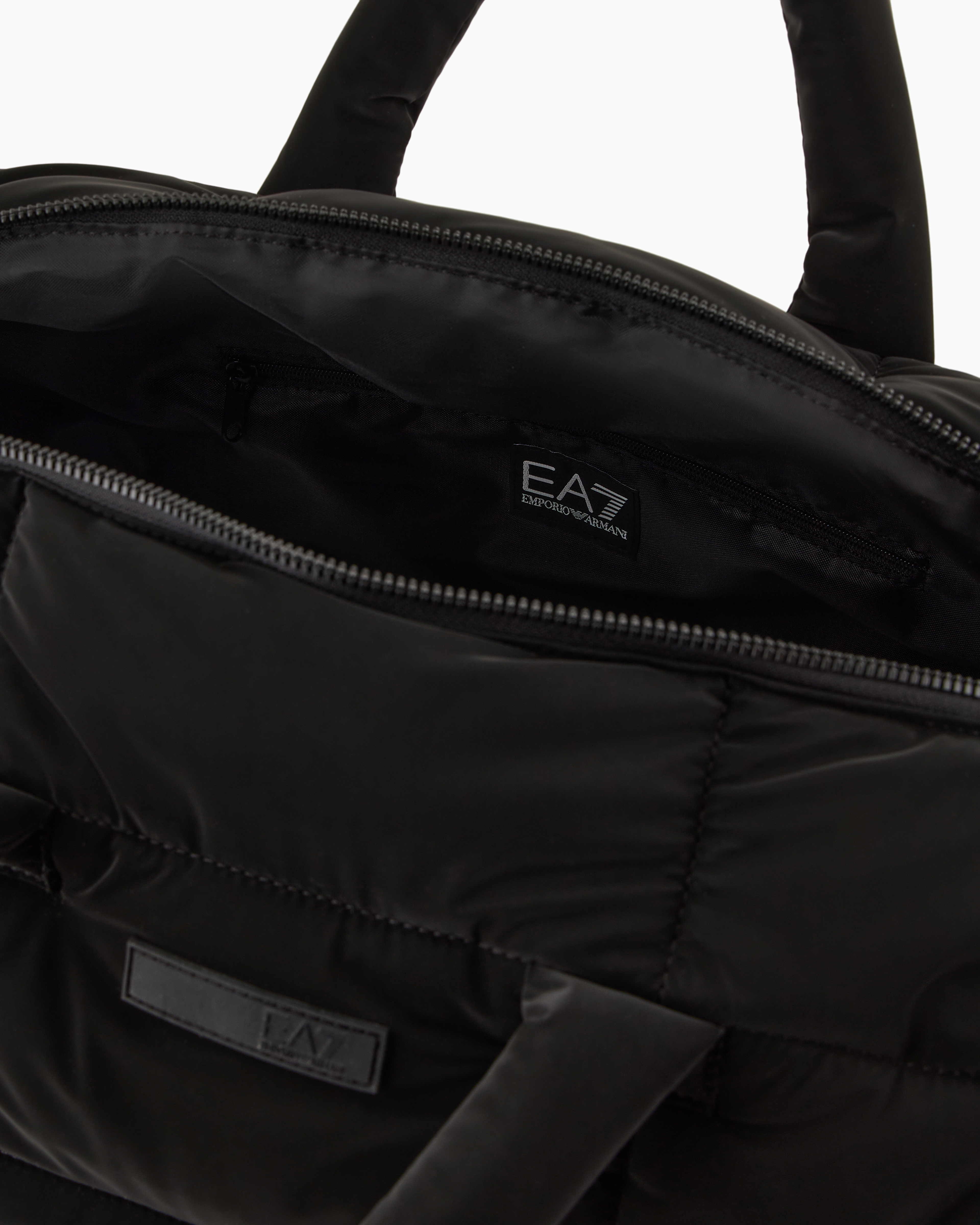 Shop Ea7 Padded Nylon Duffel Bag In Black