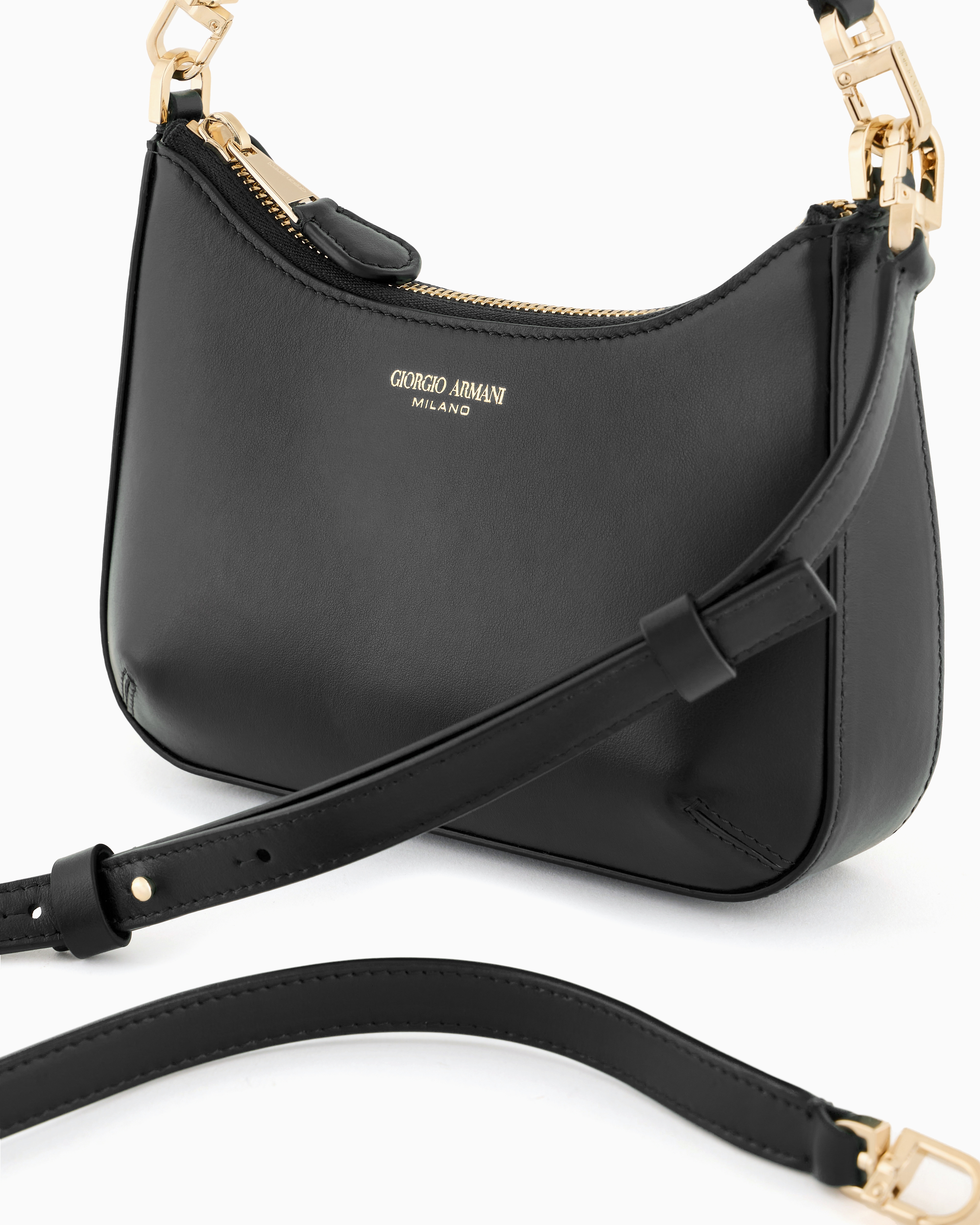 Giorgio Armani Official Store Mini La Prima Leather Handbag In Black