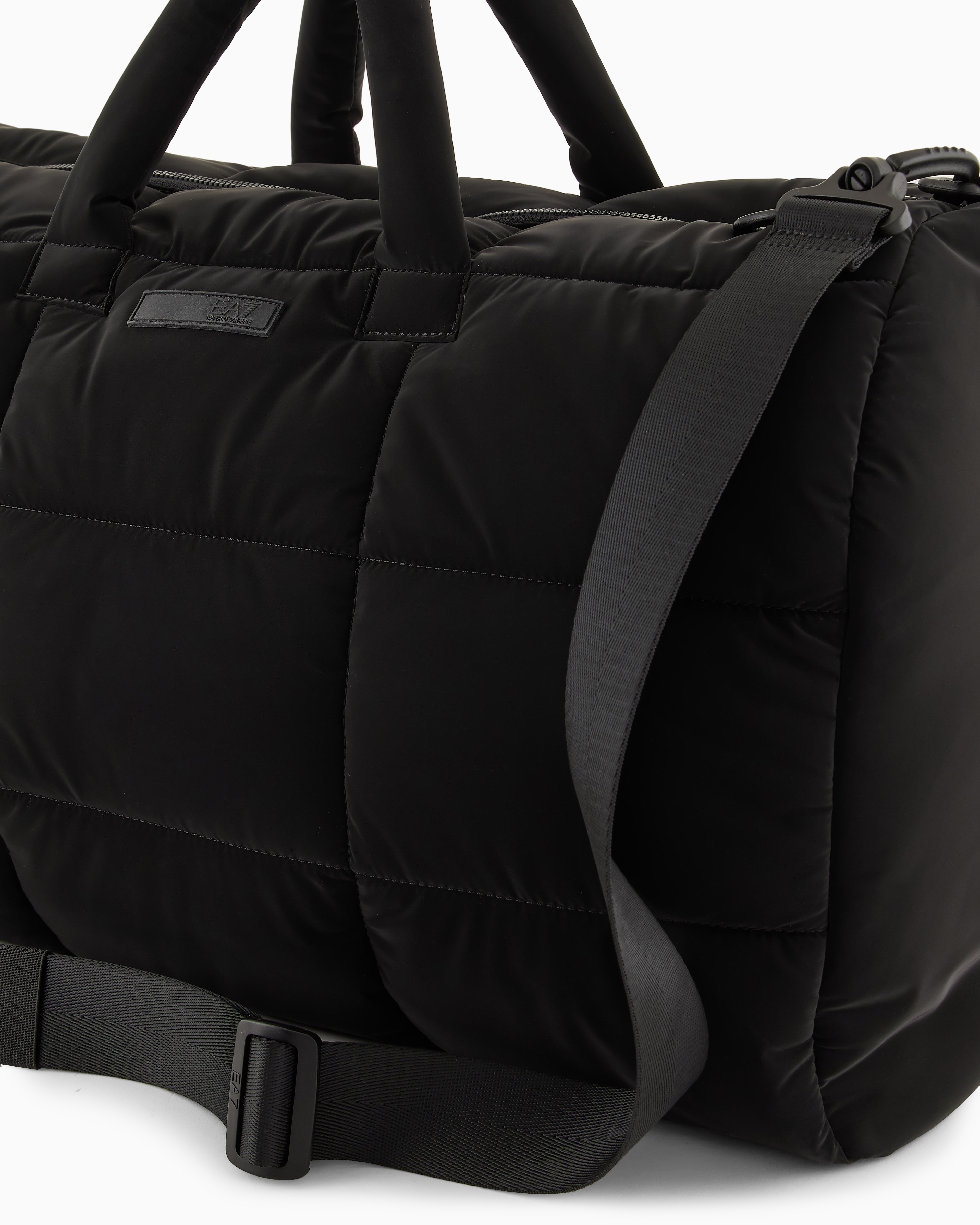 Shop Ea7 Padded Nylon Duffel Bag In Black