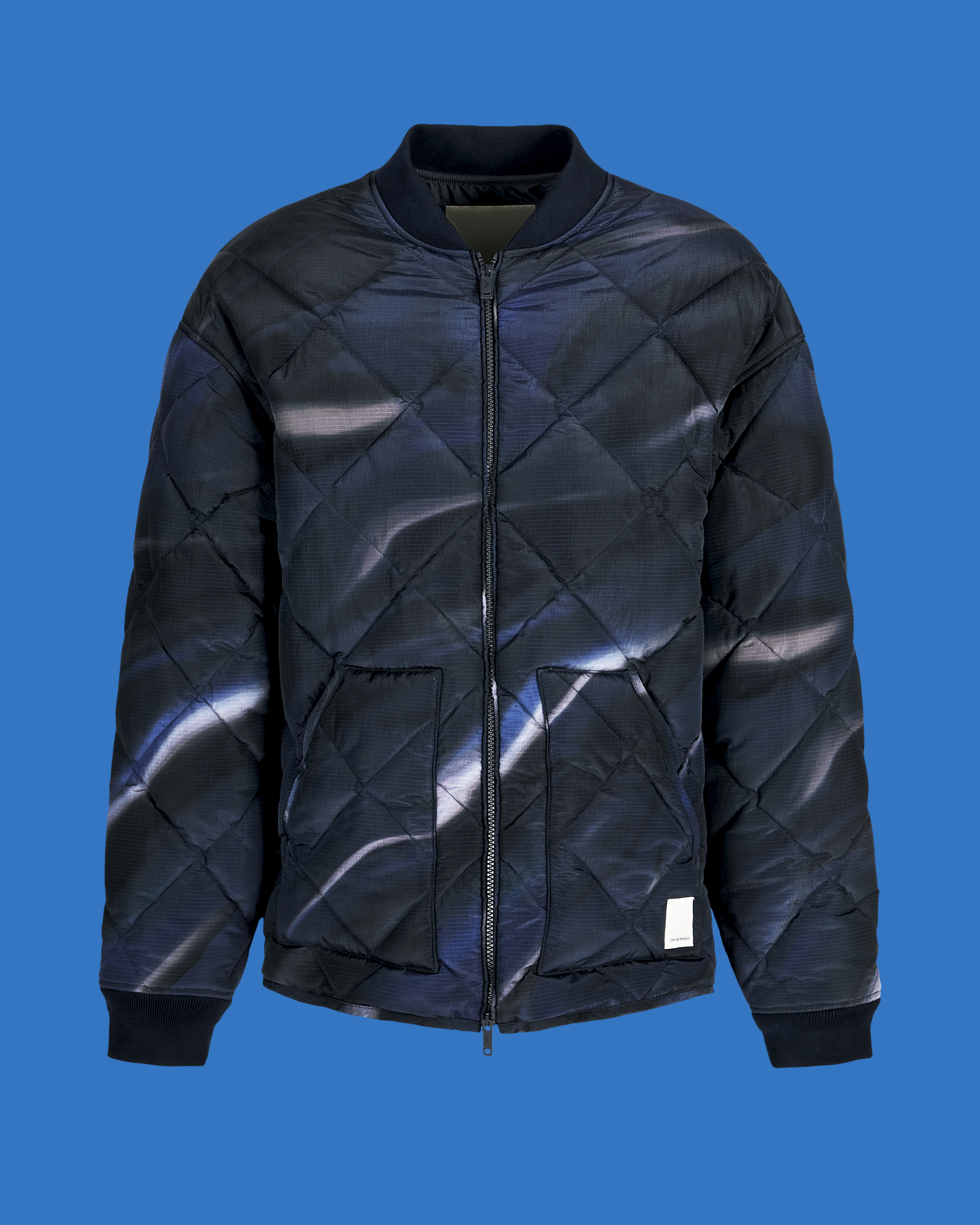 Emporio Armani - ASV Black Blue capsule collection waterproof ripstop blouson with all-over print, Man, Patterned, Size: