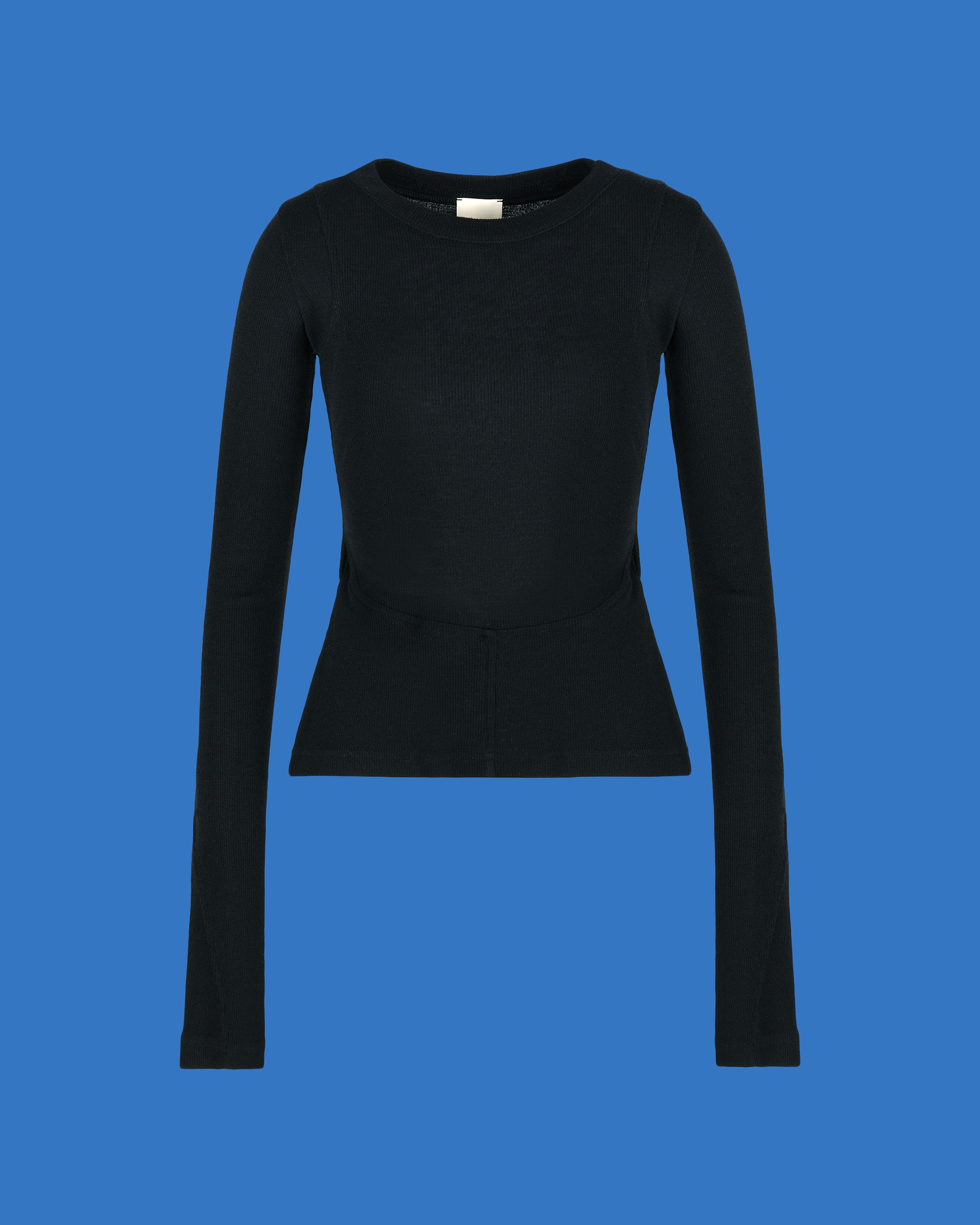 Shop Emporio Armani Asv Black Blue Capsule Collection Organic-wool Jumper With Cut-out On The Back