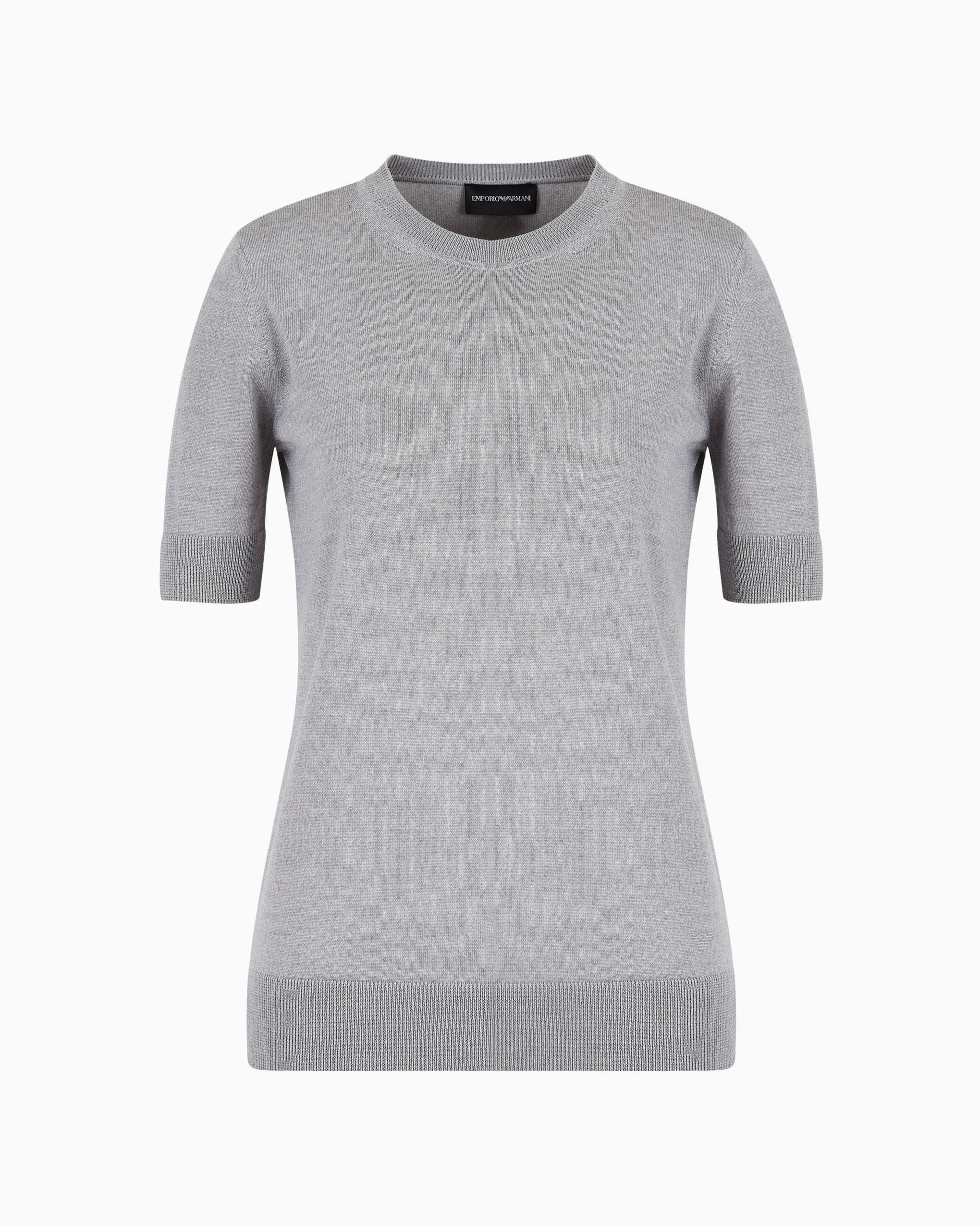 Emporio Armani Crew-neck Jumper In Pure Virgin Wool In Mélange Gray