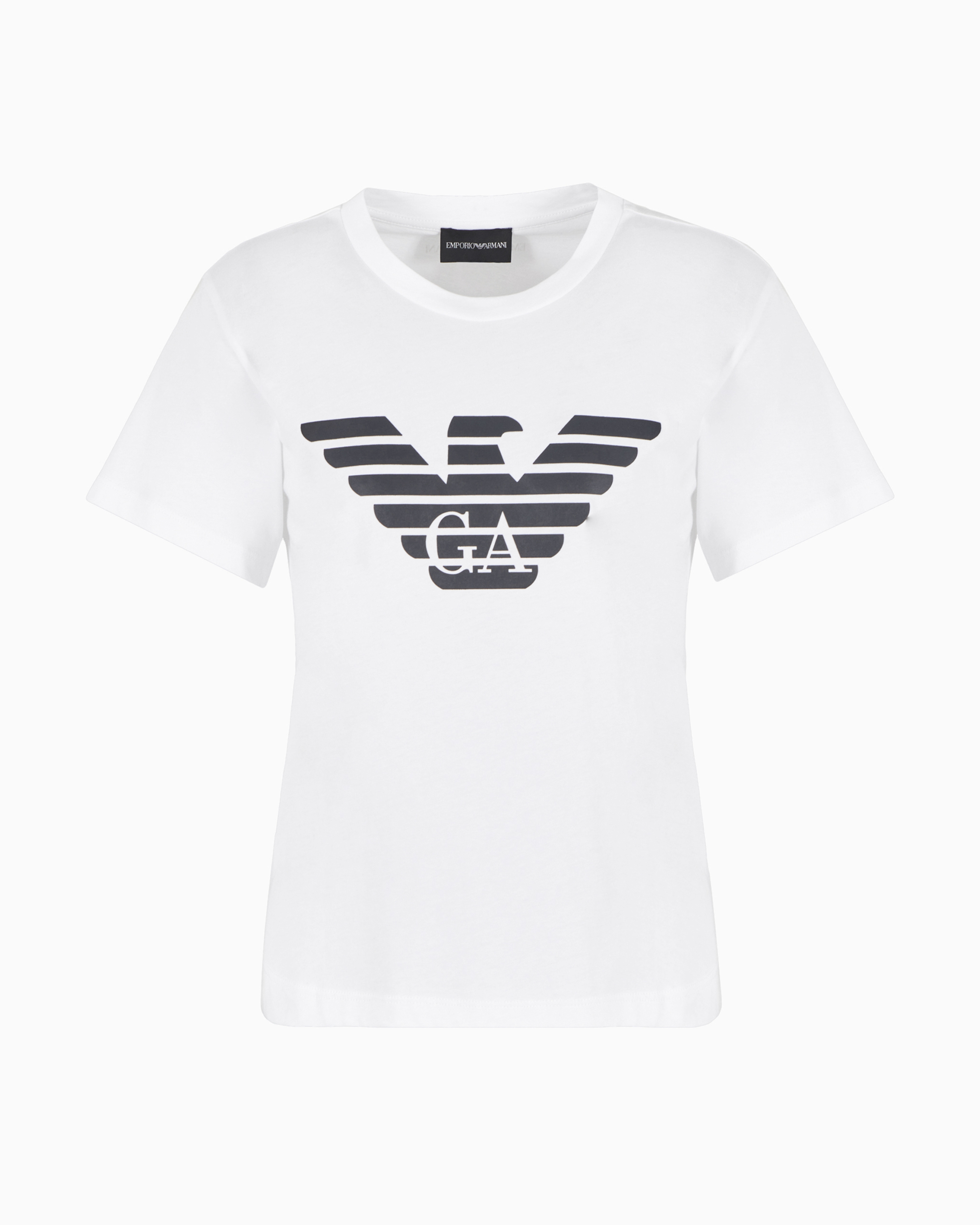 Emporio Armani Official Store Armani Sustainability Values Organic-jersey T-shirt With Logo Print In White