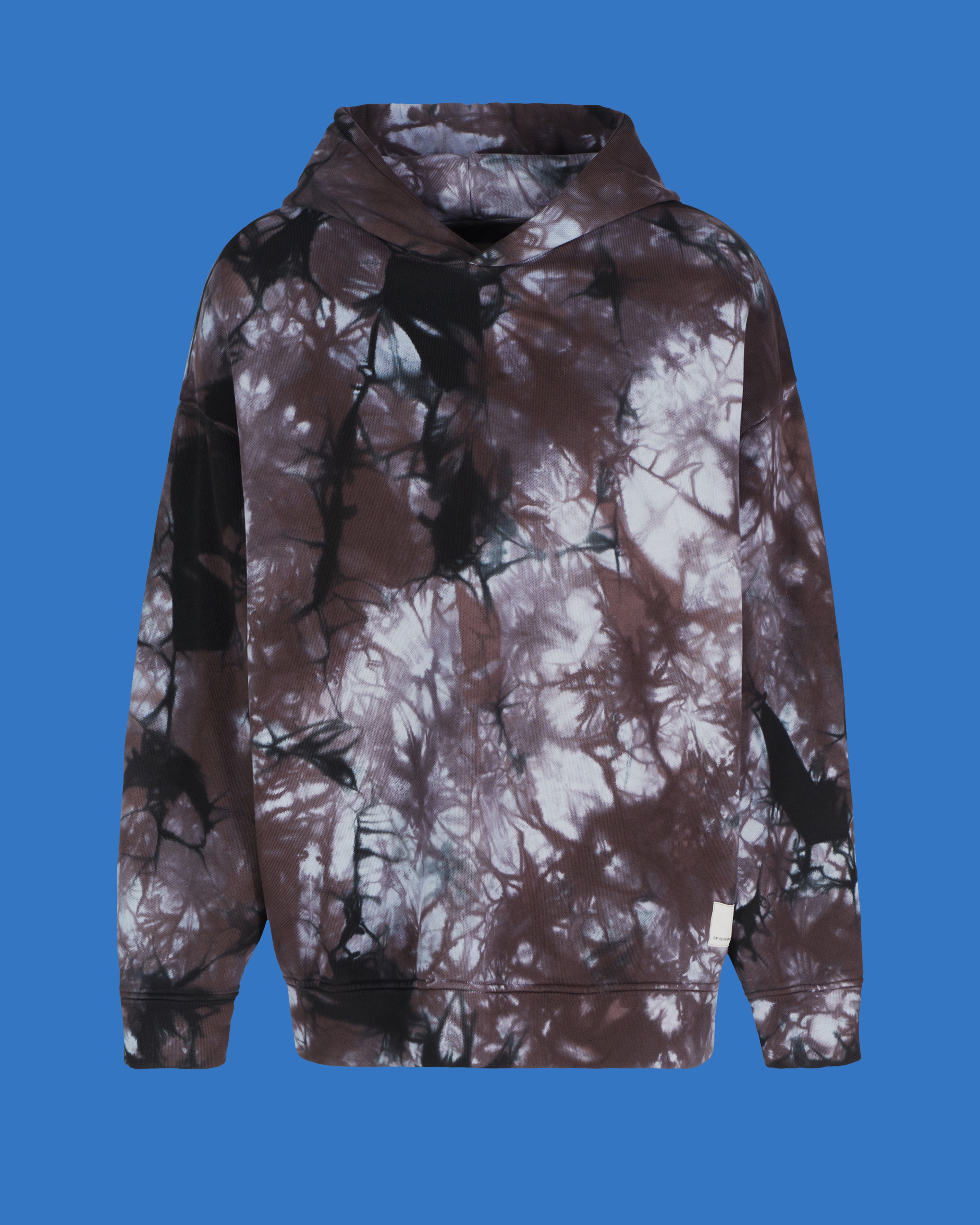 EMPORIO ARMANI ASV BLACK BLUE CAPSULE COLLECTION OVERSIZE ORGANIC-JERSEY HOODED TIE-DYE PRINT SWEATSHIRT 