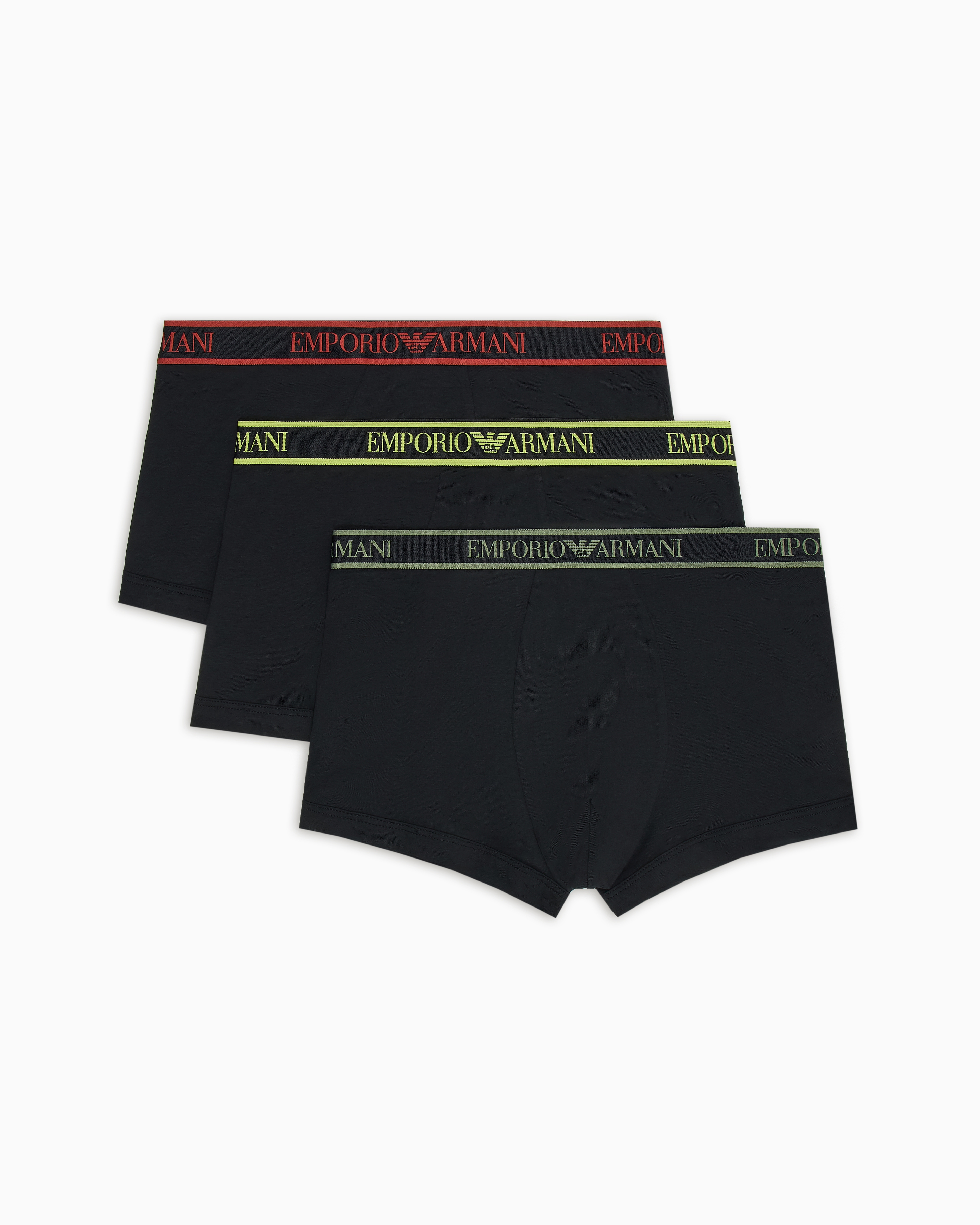 Shop Emporio Armani 3er-pack Eng Anliegende Boxershorts Mit Mittigem Logo-band In Schwarz