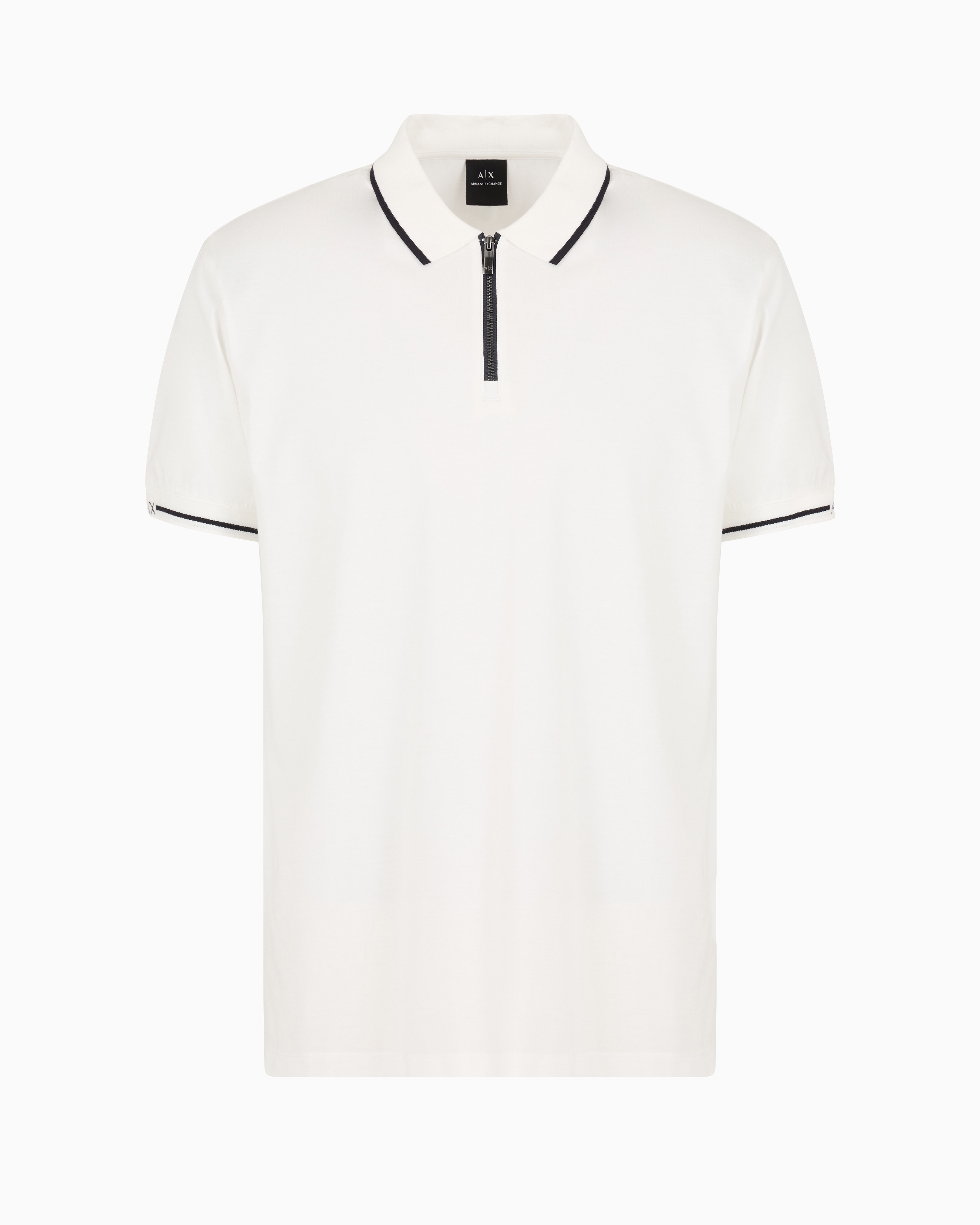 Regular fit polo shirt with zip and contrasting profiles in