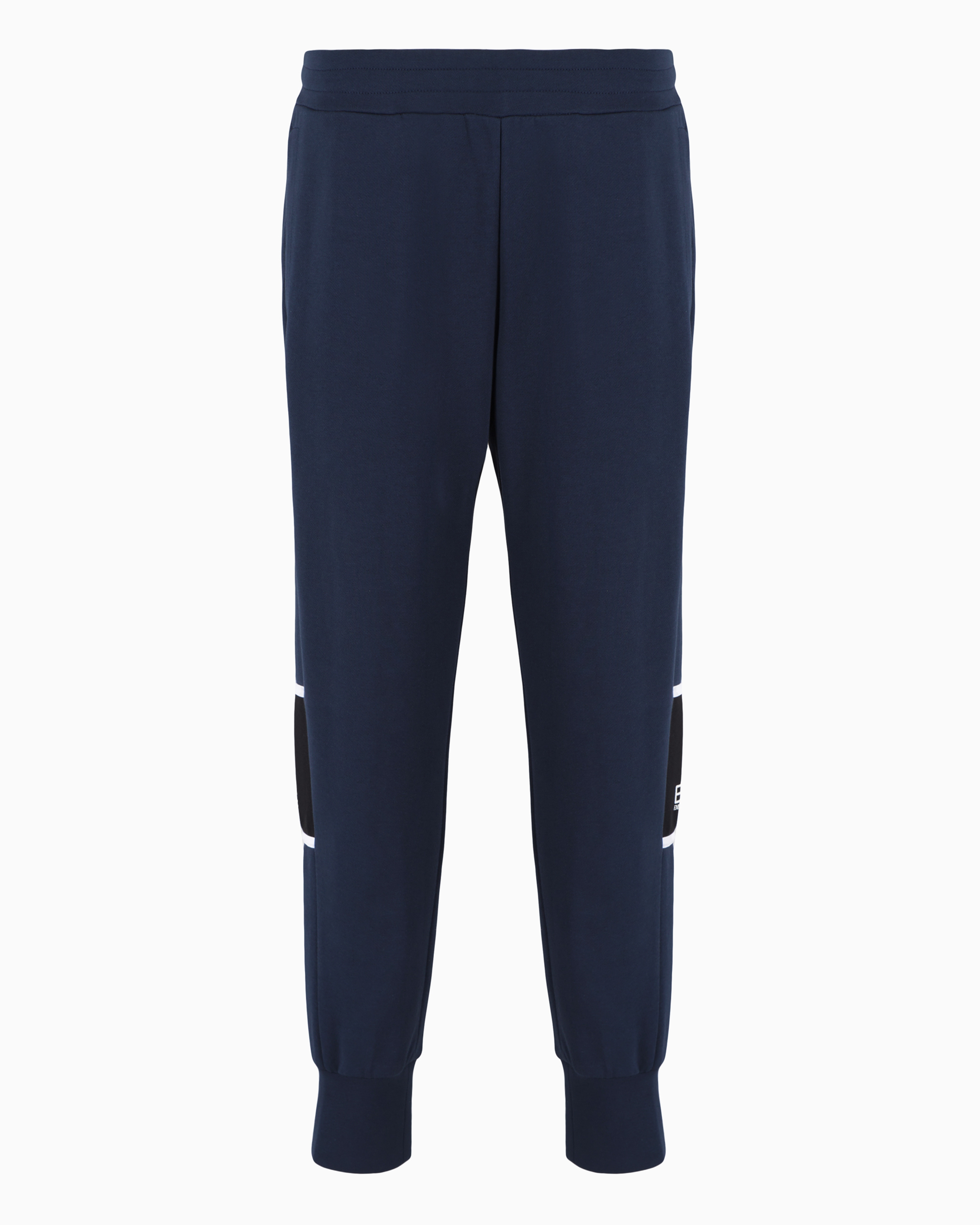 Ea7 Athletic Colour Block Joggers In An Organic Cotton Blend In Blue