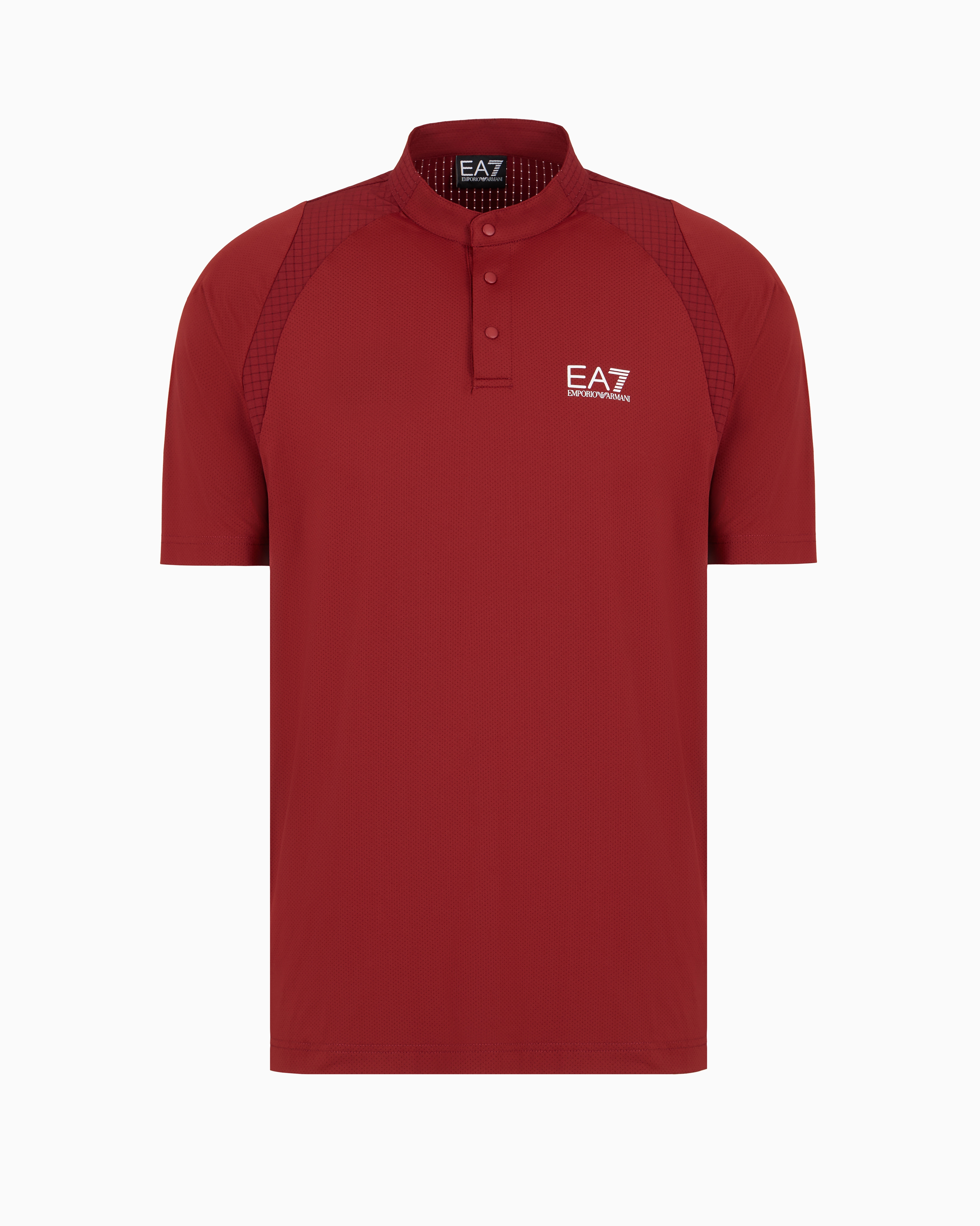 Ea7 Official Store Tennis Pro Henley-collar Polo Shirt In Ventus7 Technical Fabric In Bordeaux