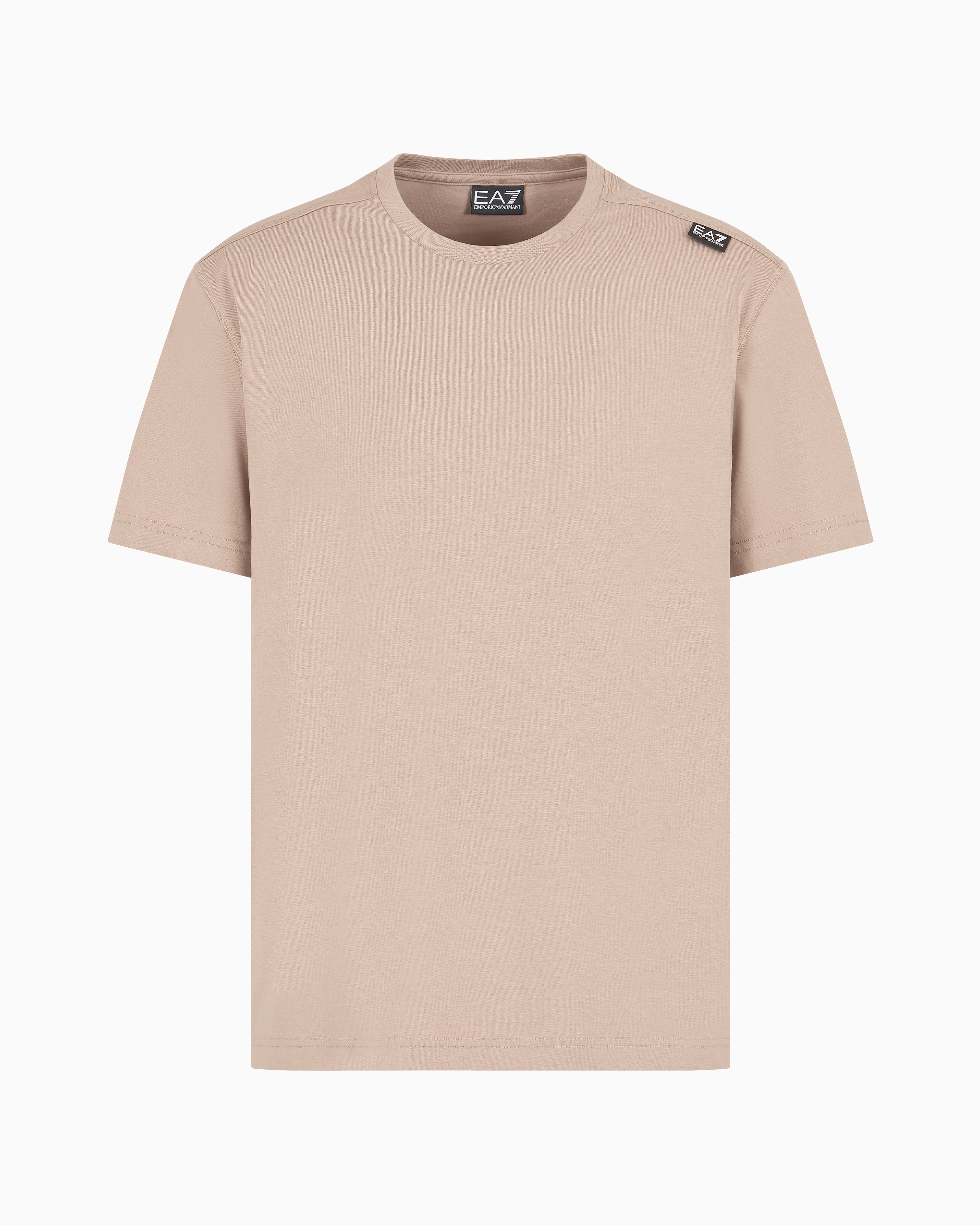 Ea7 Official Store Logo Series Cotton Crew-neck T-shirt In Brown