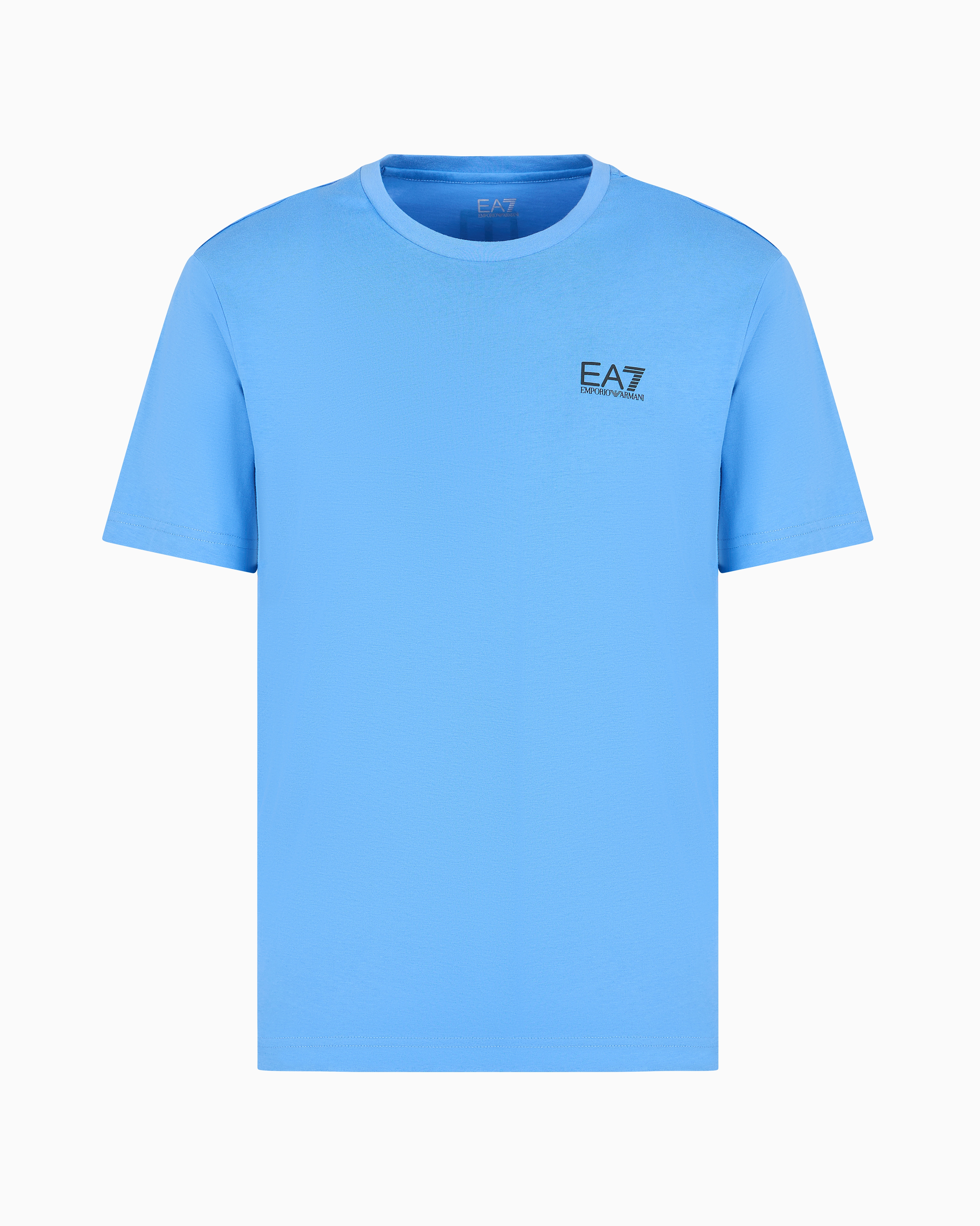 Ea7 Official Store Logo Series Cotton Jersey Crew-neck T-shirt In Blue