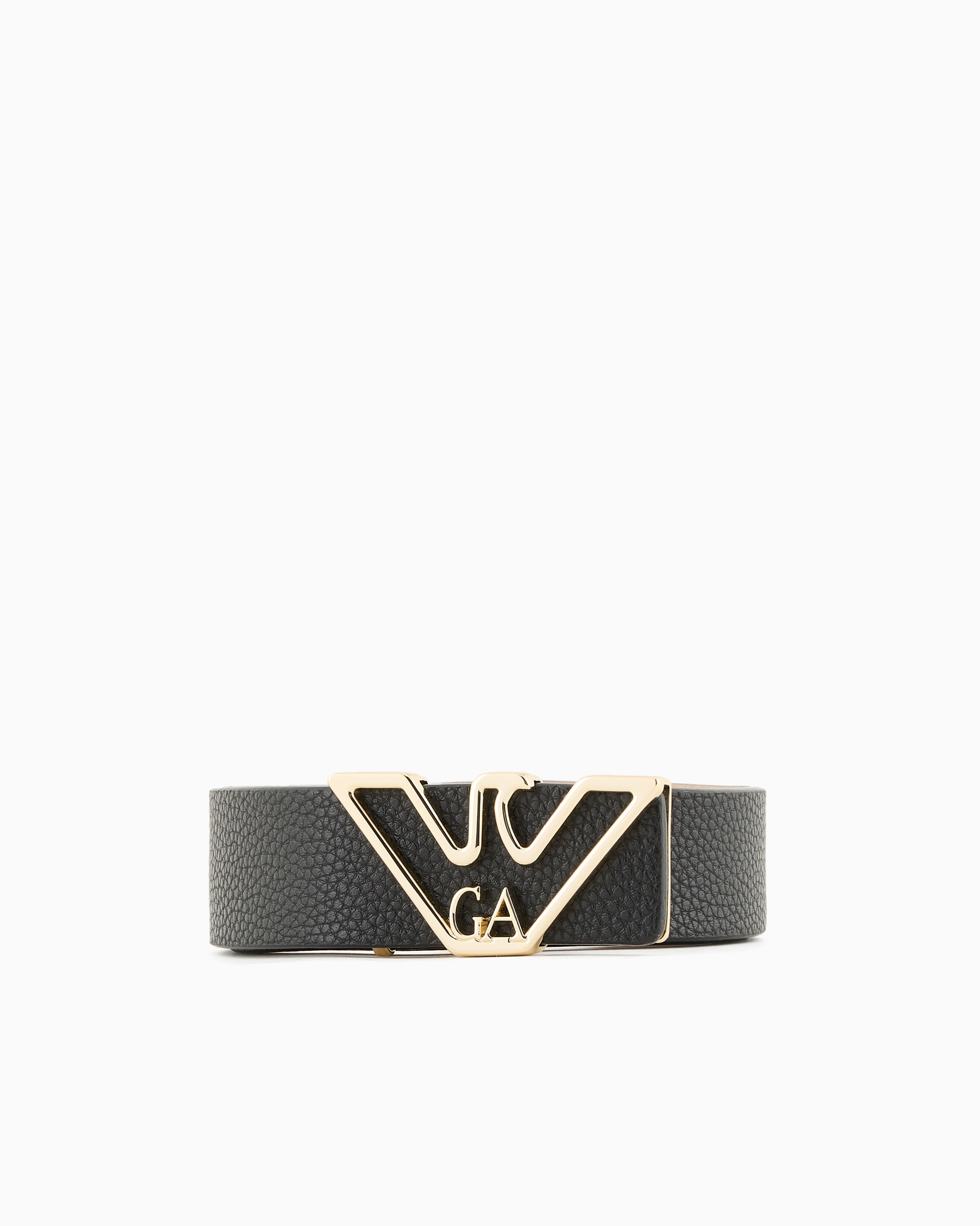 Emporio Armani Official Store Belt With Deer-print Eagle Plate In Noir