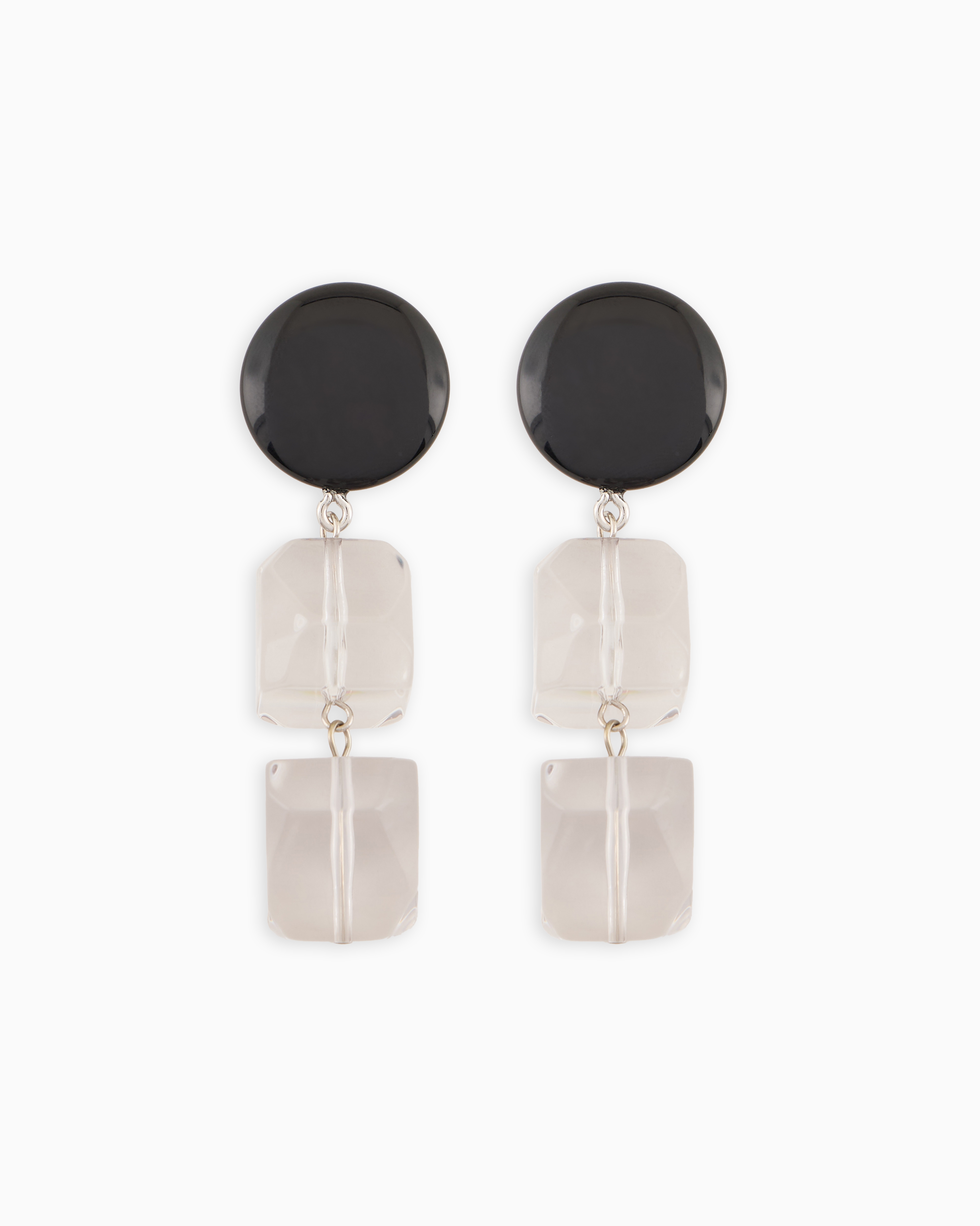 EMPORIO ARMANI OVERSIZED PENDANT EARRINGS WITH TRANSPARENT ELEMENTS 