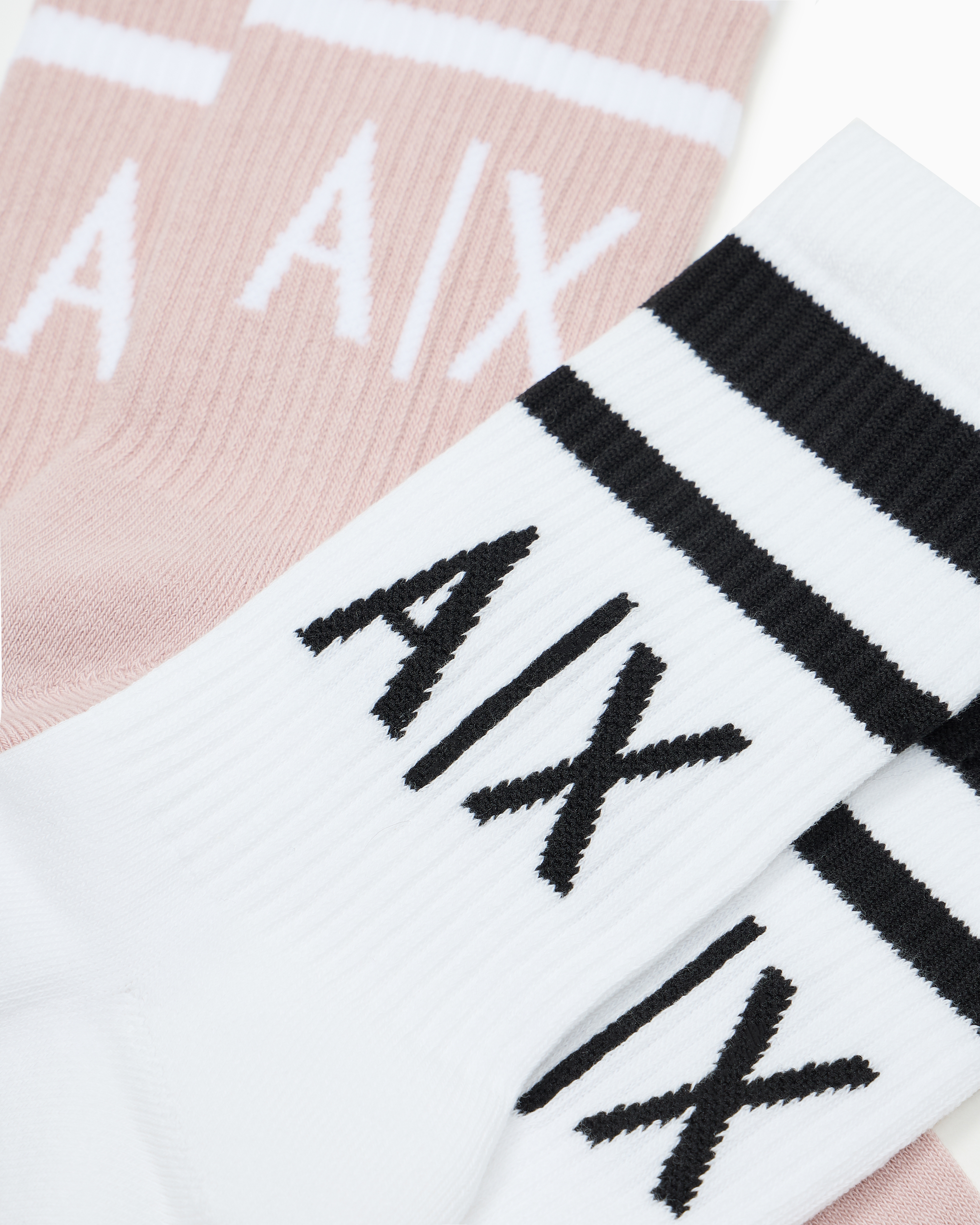 ARMANI EXCHANGE SET OF 2 PAIRS OF MIXED COTTON SOCKS WITH LOGO 