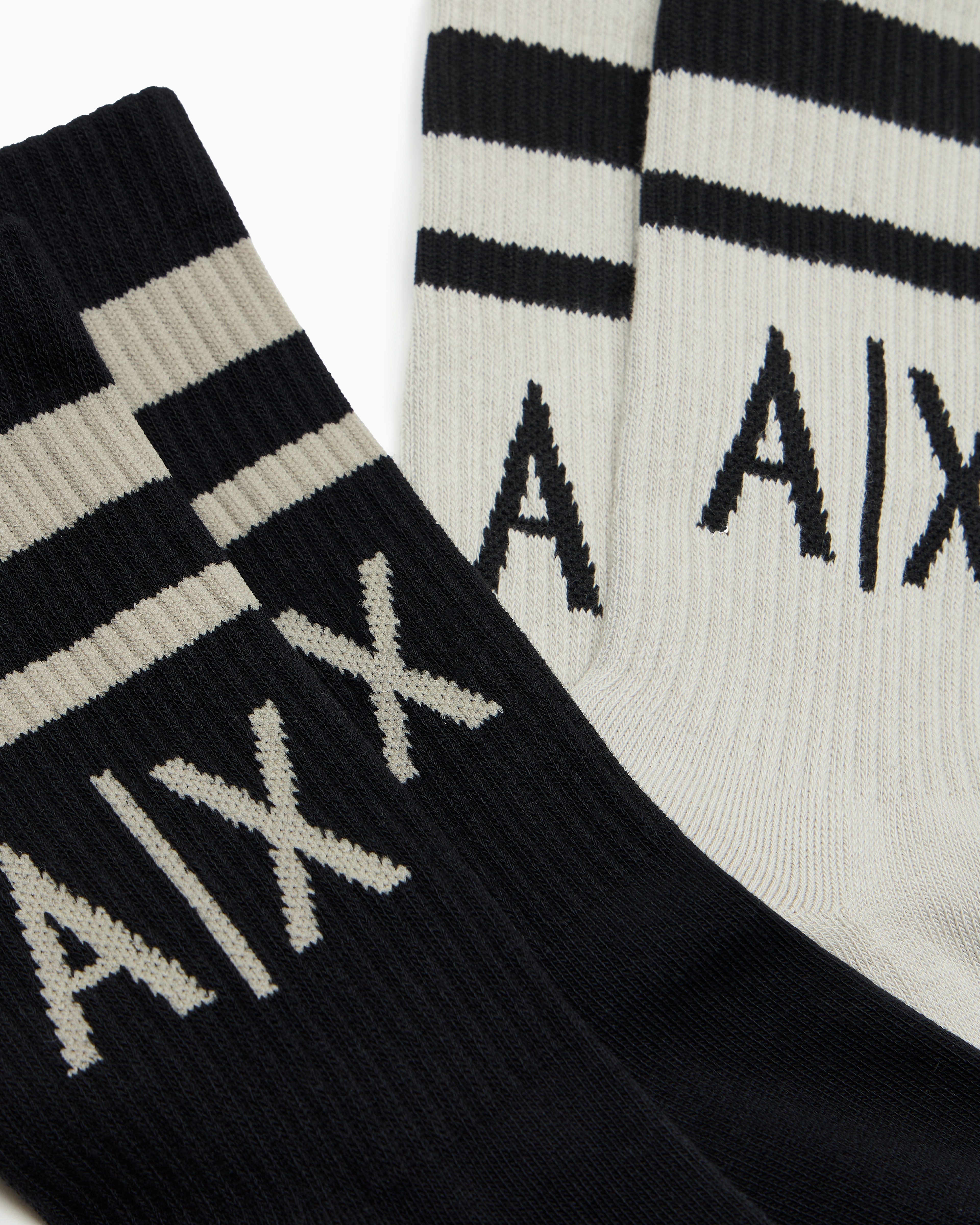 ARMANI EXCHANGE SET OF 2 PAIRS OF MIXED COTTON SOCKS WITH LOGO 