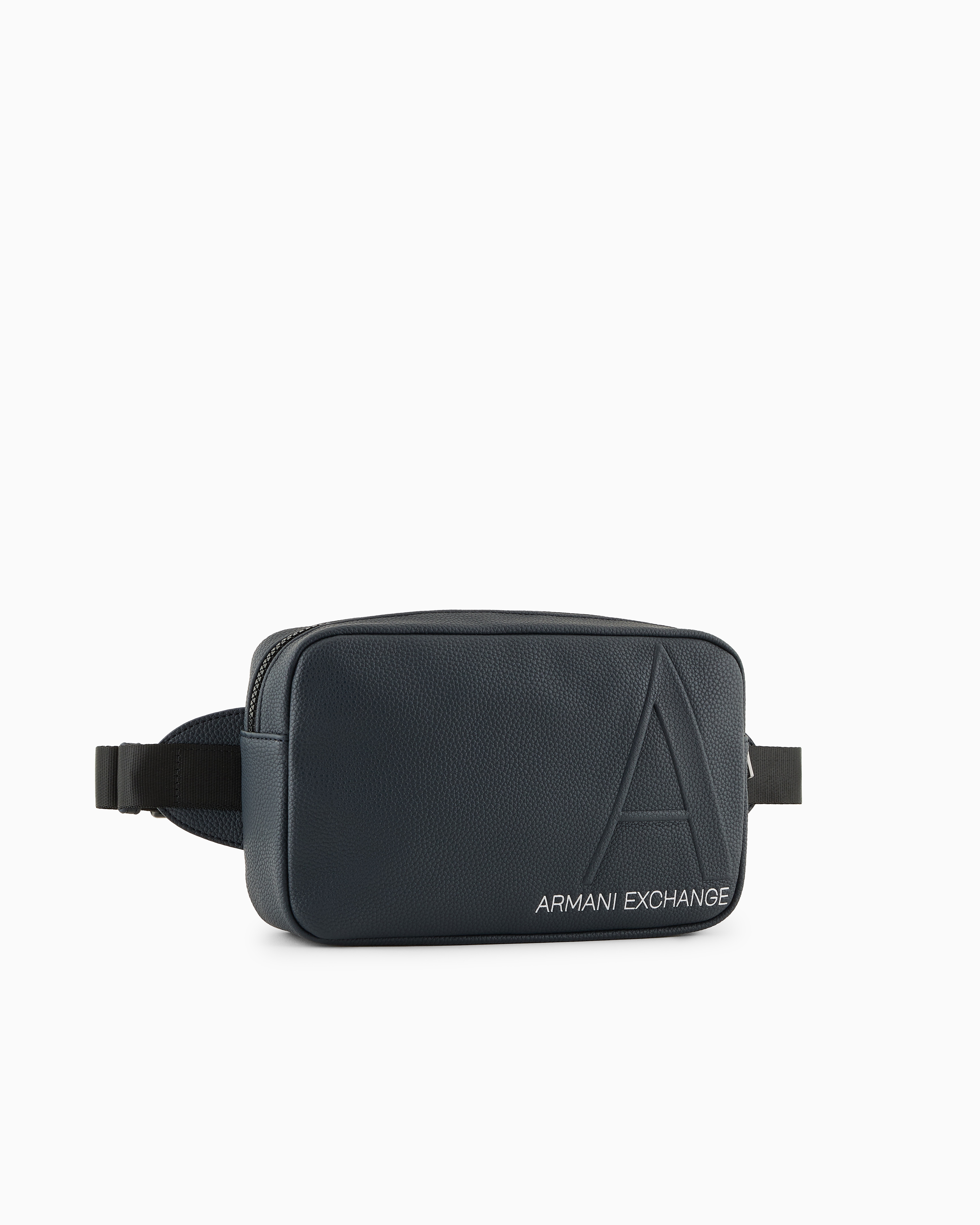 Shop Armani Exchange Asv A Line Recycled Logo Bum Bag In Navy Blue