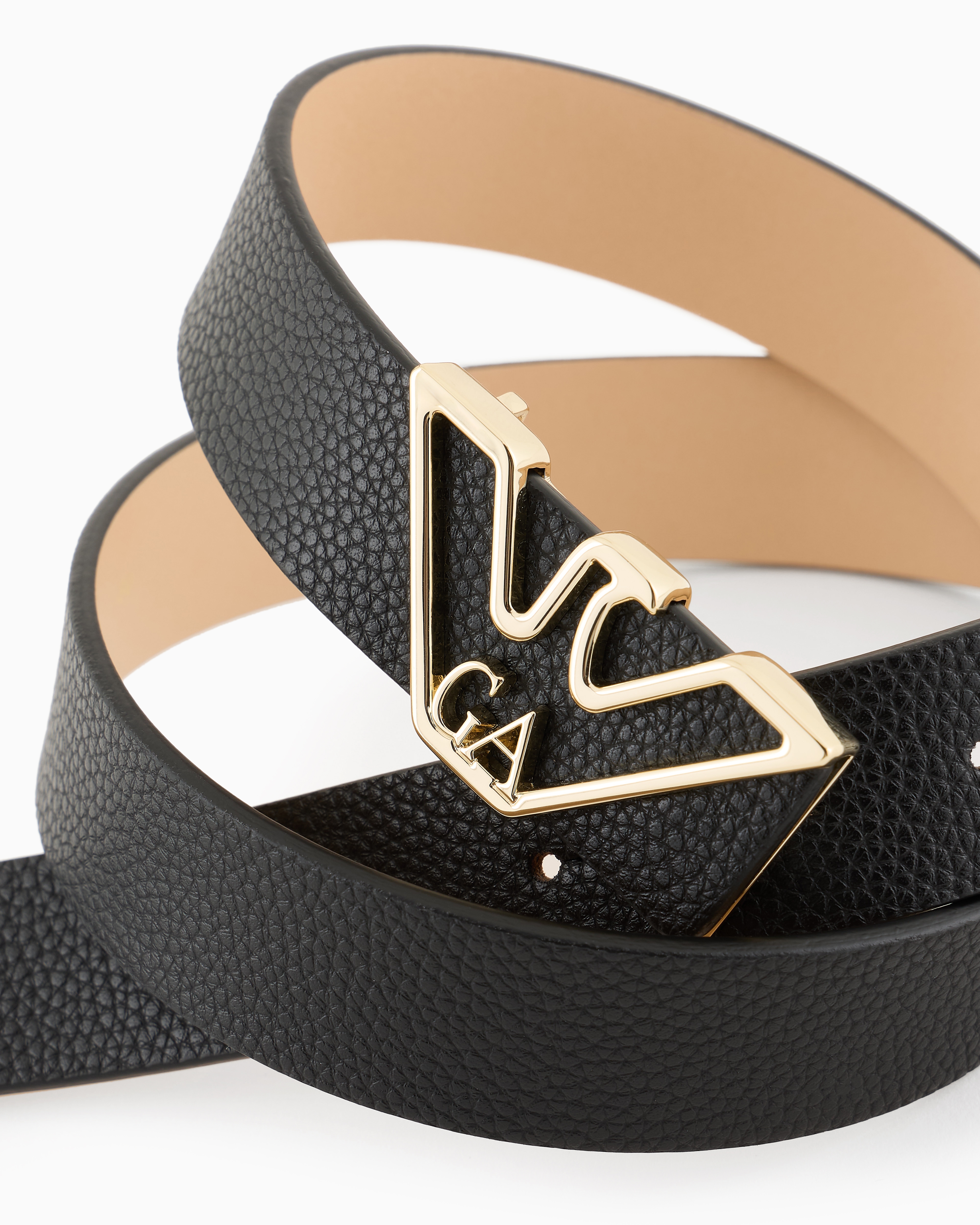 Emporio Armani Official Store Belt With Deer-print Eagle Plate In Noir