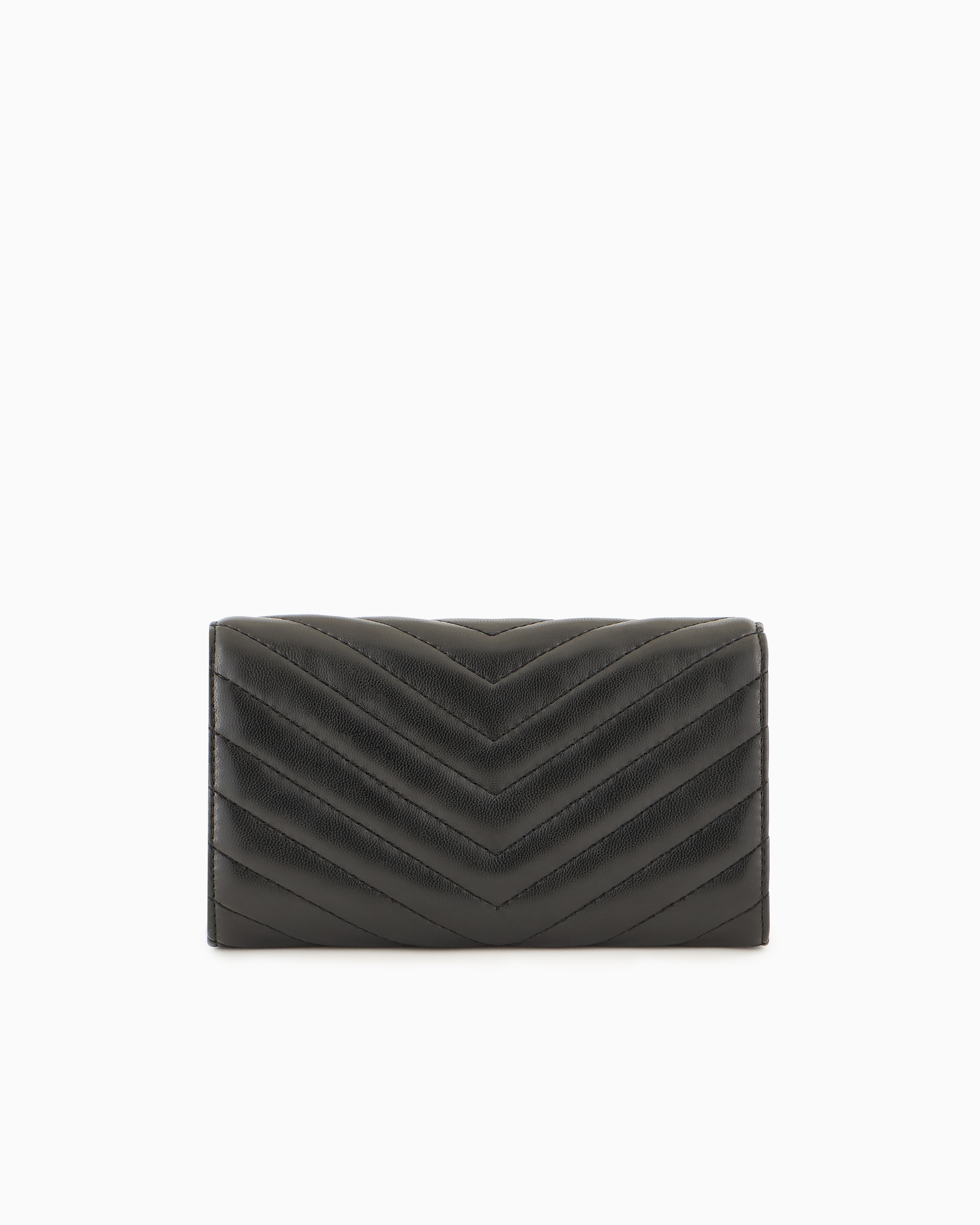 Armani Exchange Wallet With Flap And Quilted Shoulder Strap In Black