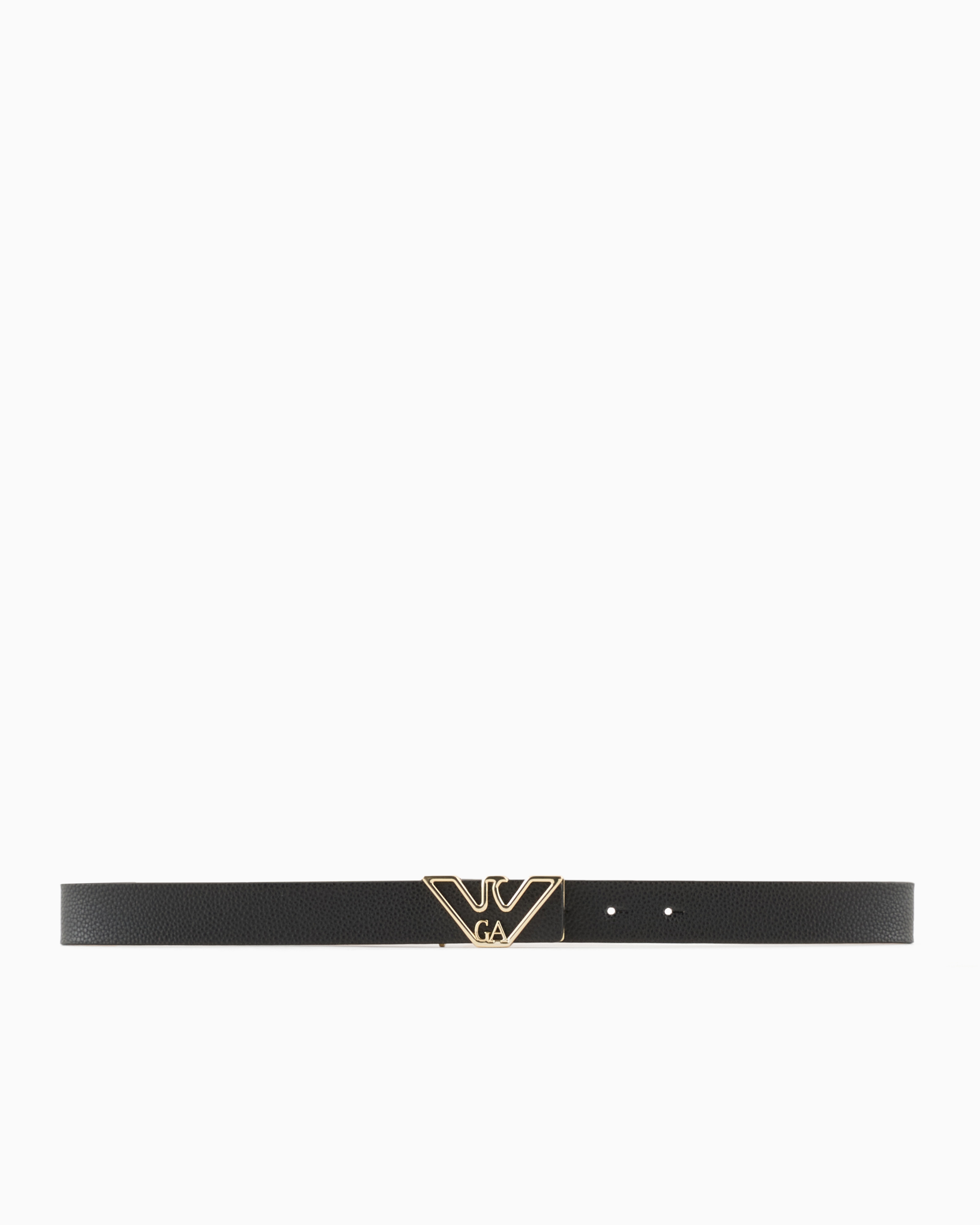 Emporio Armani Official Store Belt With Deer-print Eagle Plate In Noir