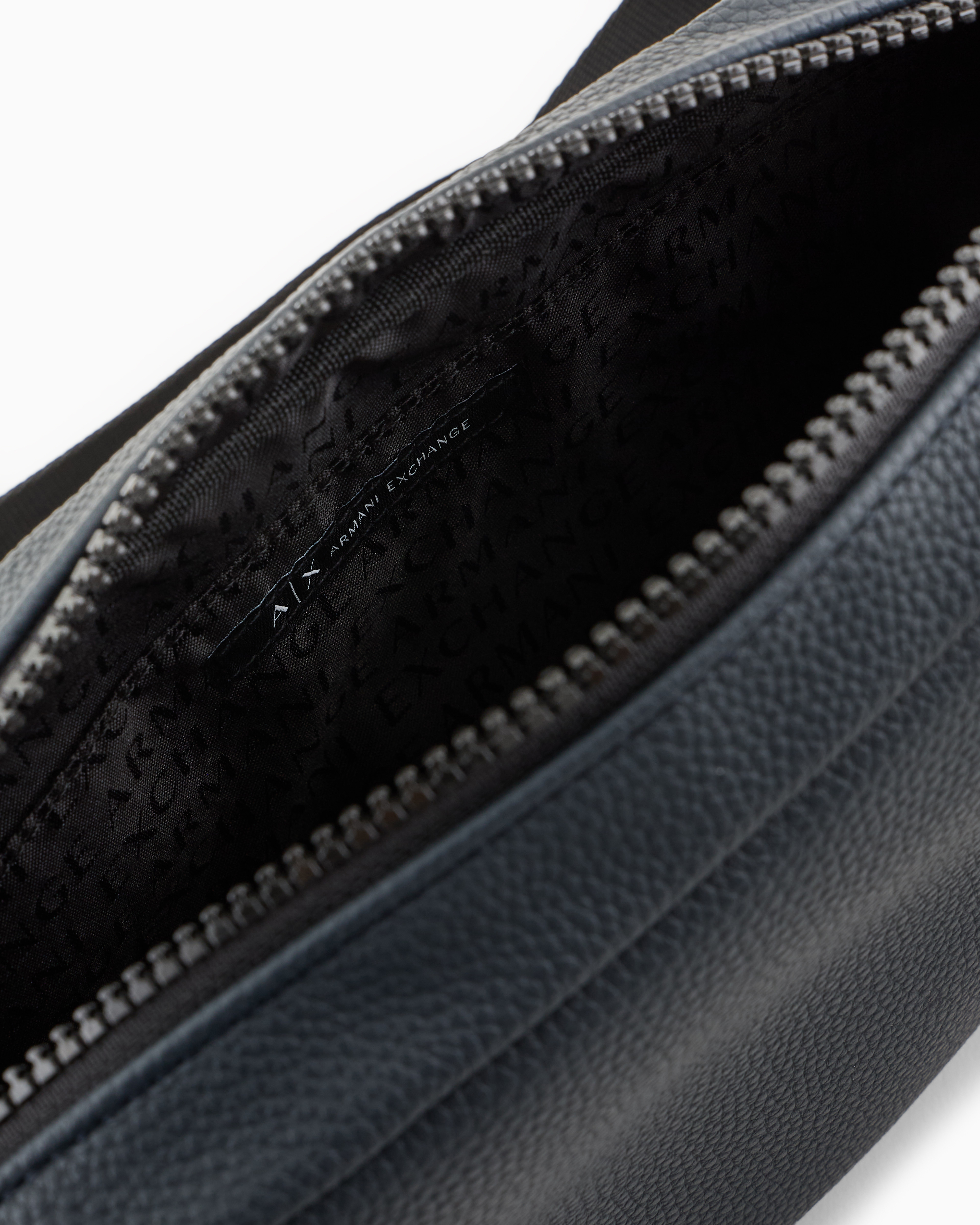 Shop Armani Exchange Asv A Line Recycled Logo Bum Bag In Navy Blue