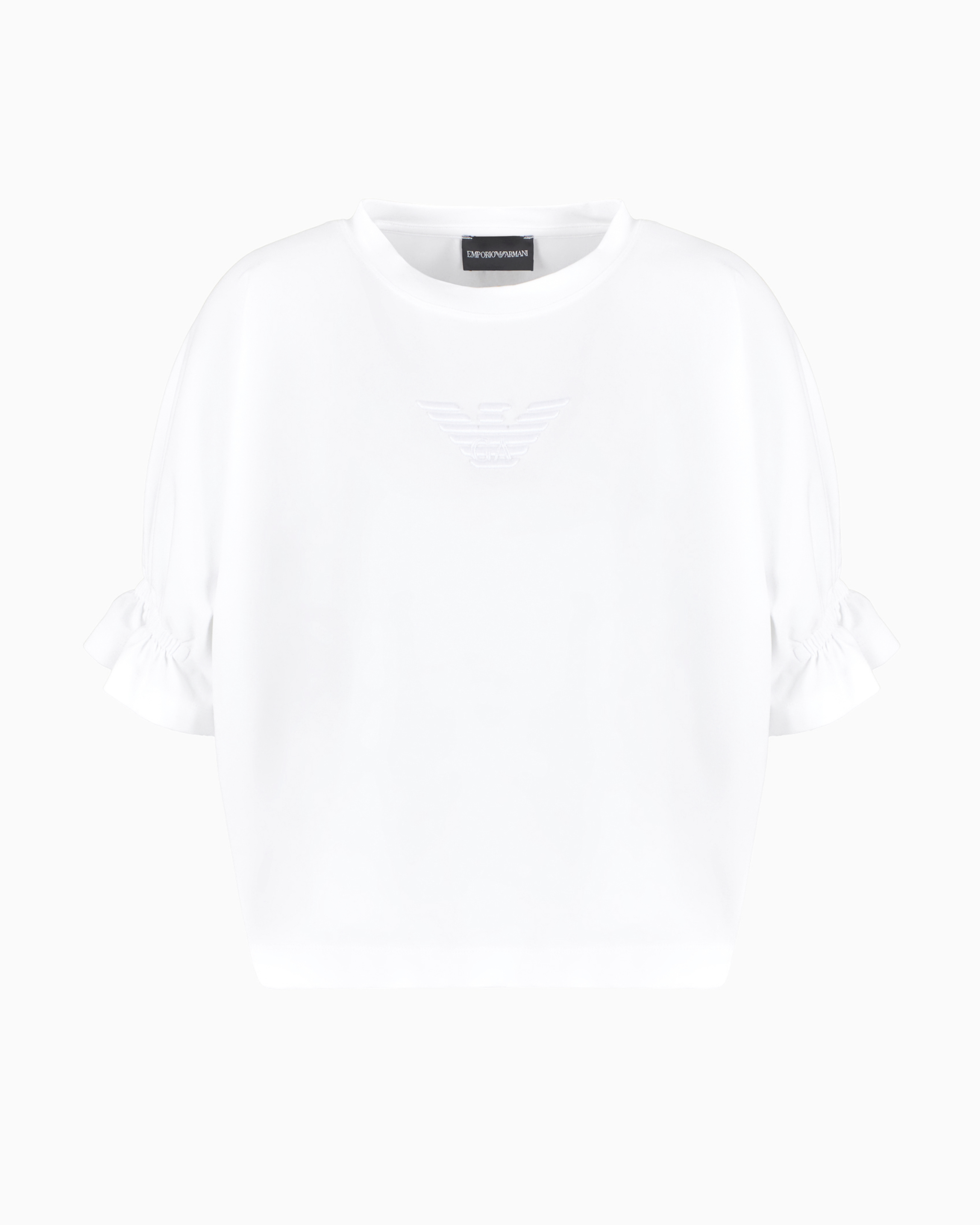 Emporio Armani Official Store Asv T-shirt Aus Bio-stretchjersey Mit Adler-stickerei In Weiss