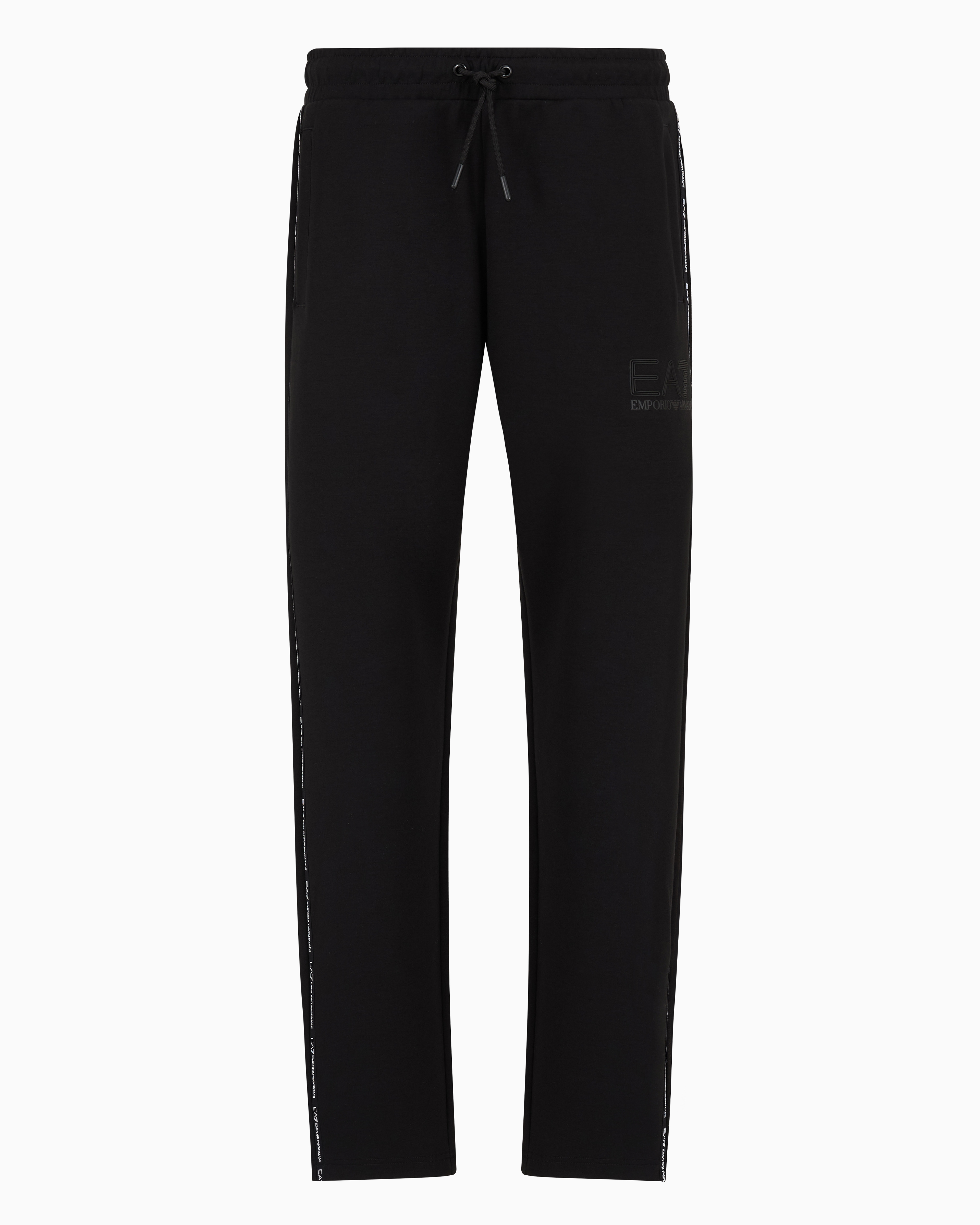 Ea7 Logo Series Trousers In Recycled Fabric And Stretch Viscose In Black