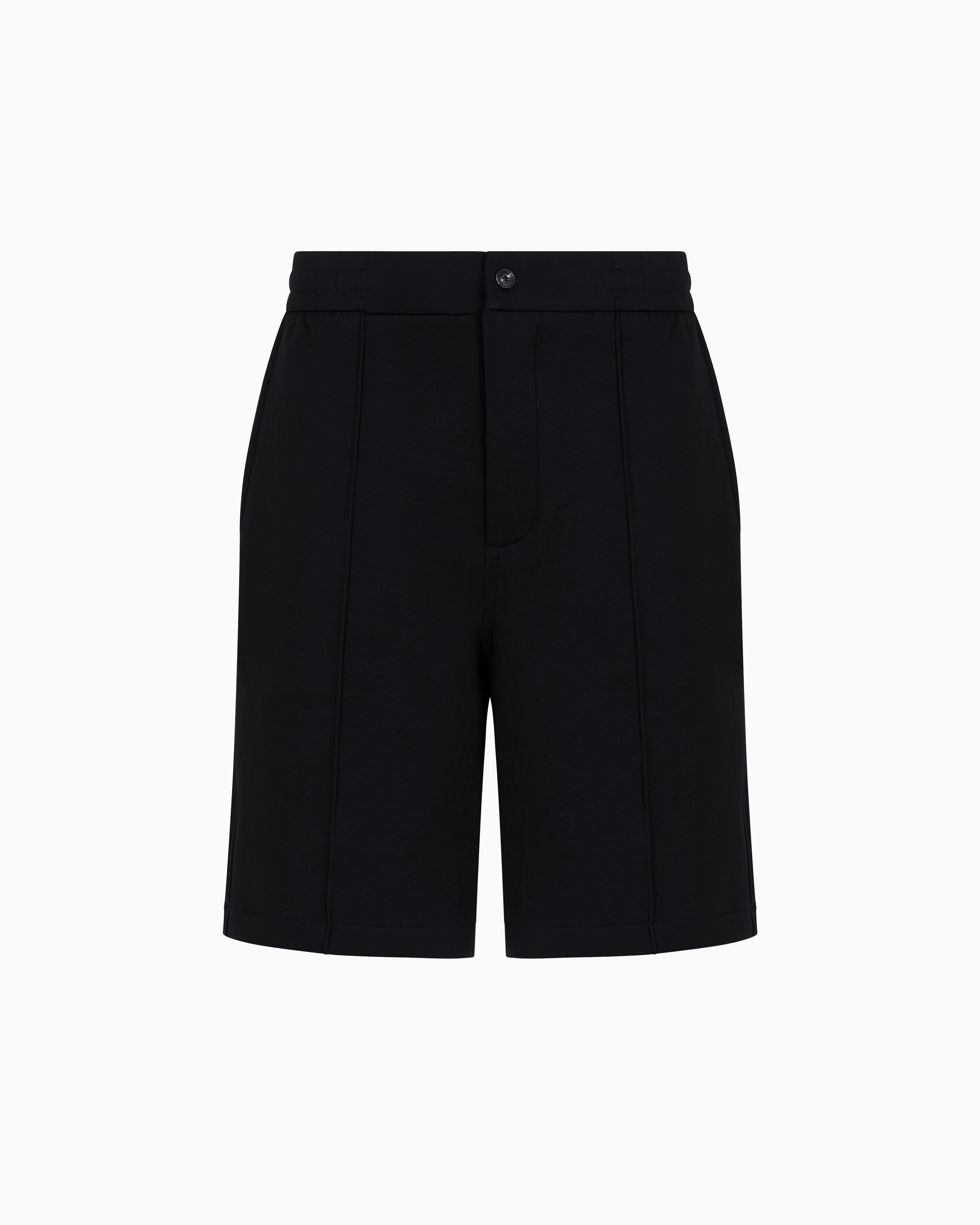 Emporio Armani Official Store Double-jersey Bermuda Shorts With Ribs In Black