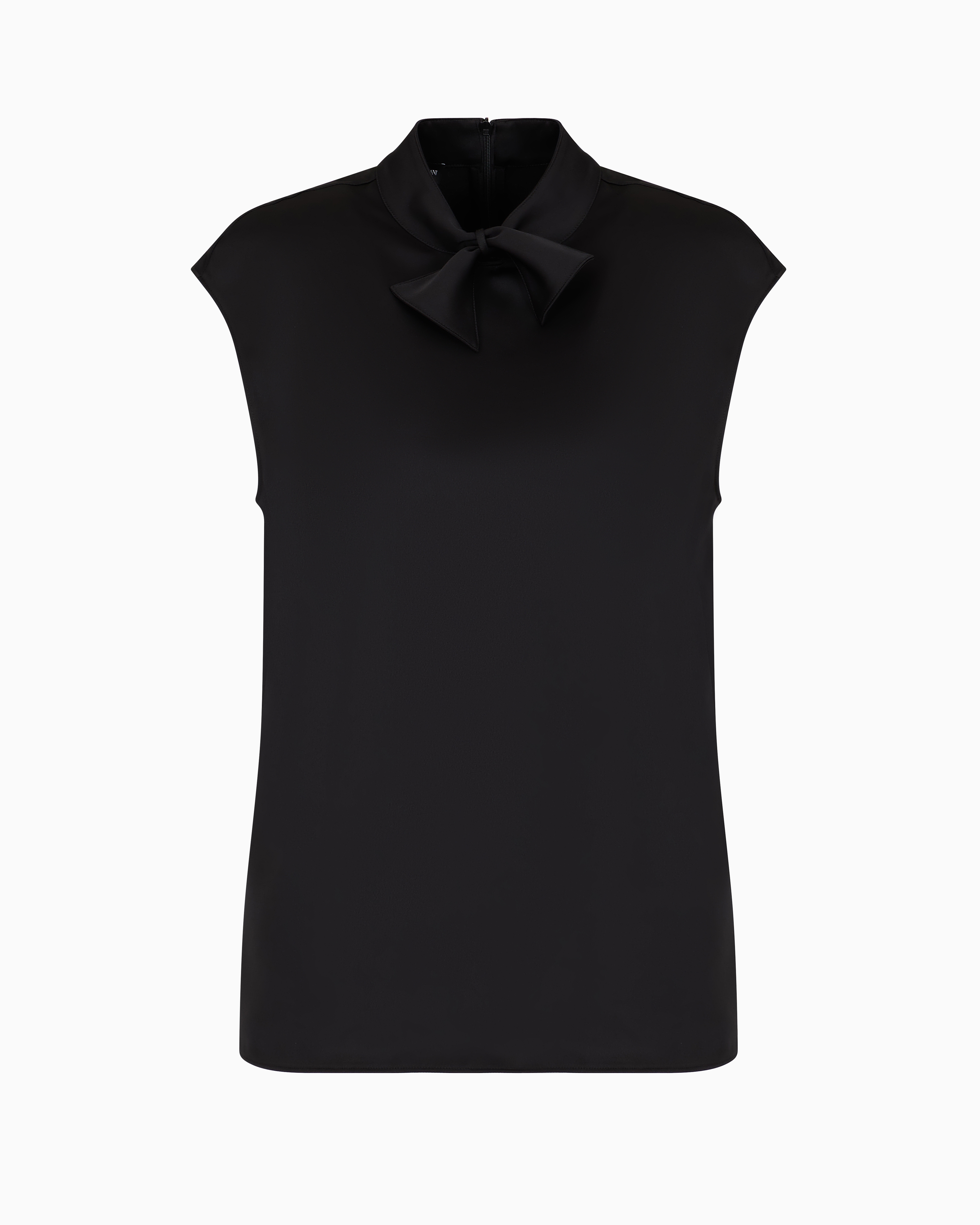 Emporio Armani Satin-finish Pussy-bow Collar Blouse In Black