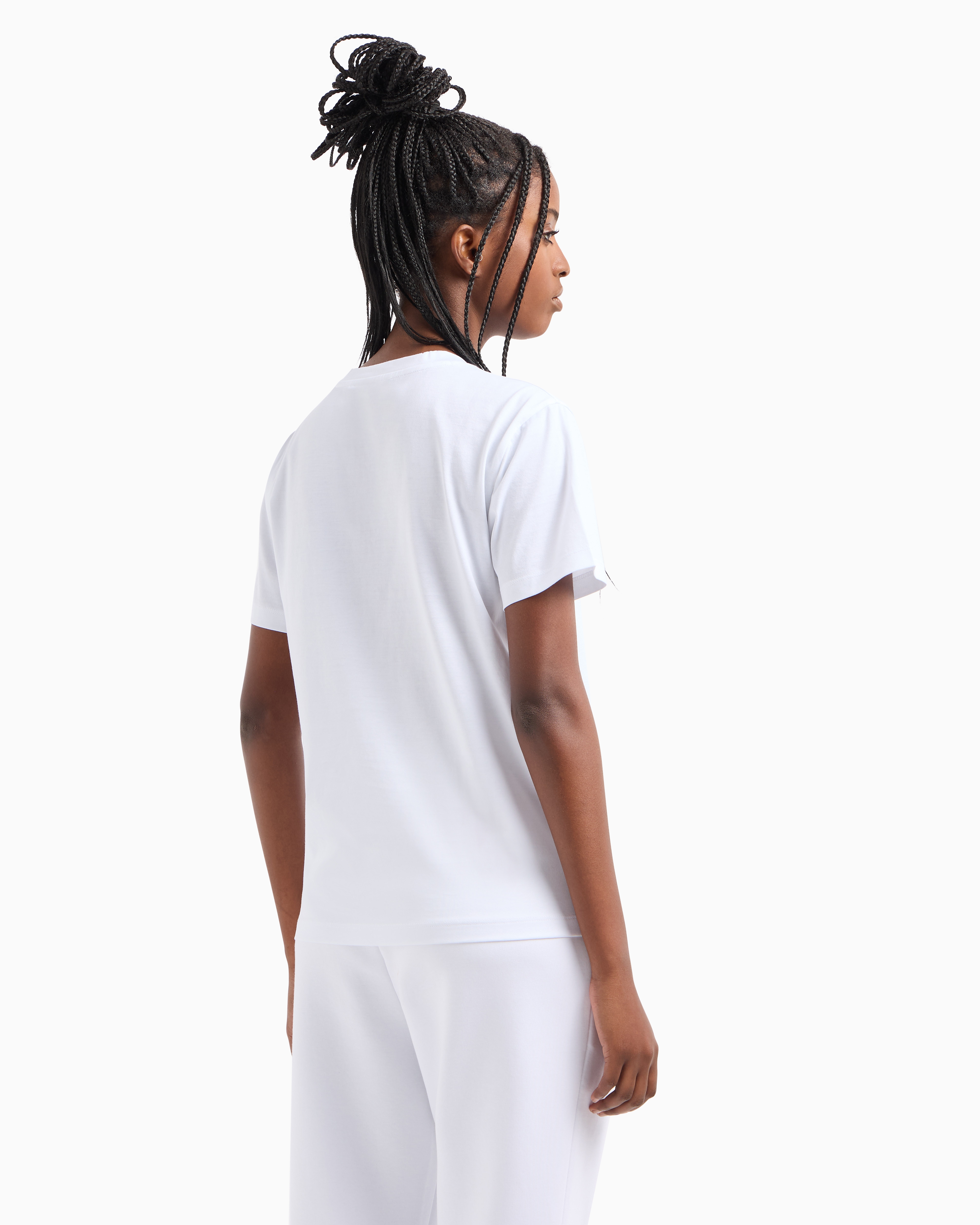 Emporio Armani Official Store Mercerised-jersey T-shirt In Blanc