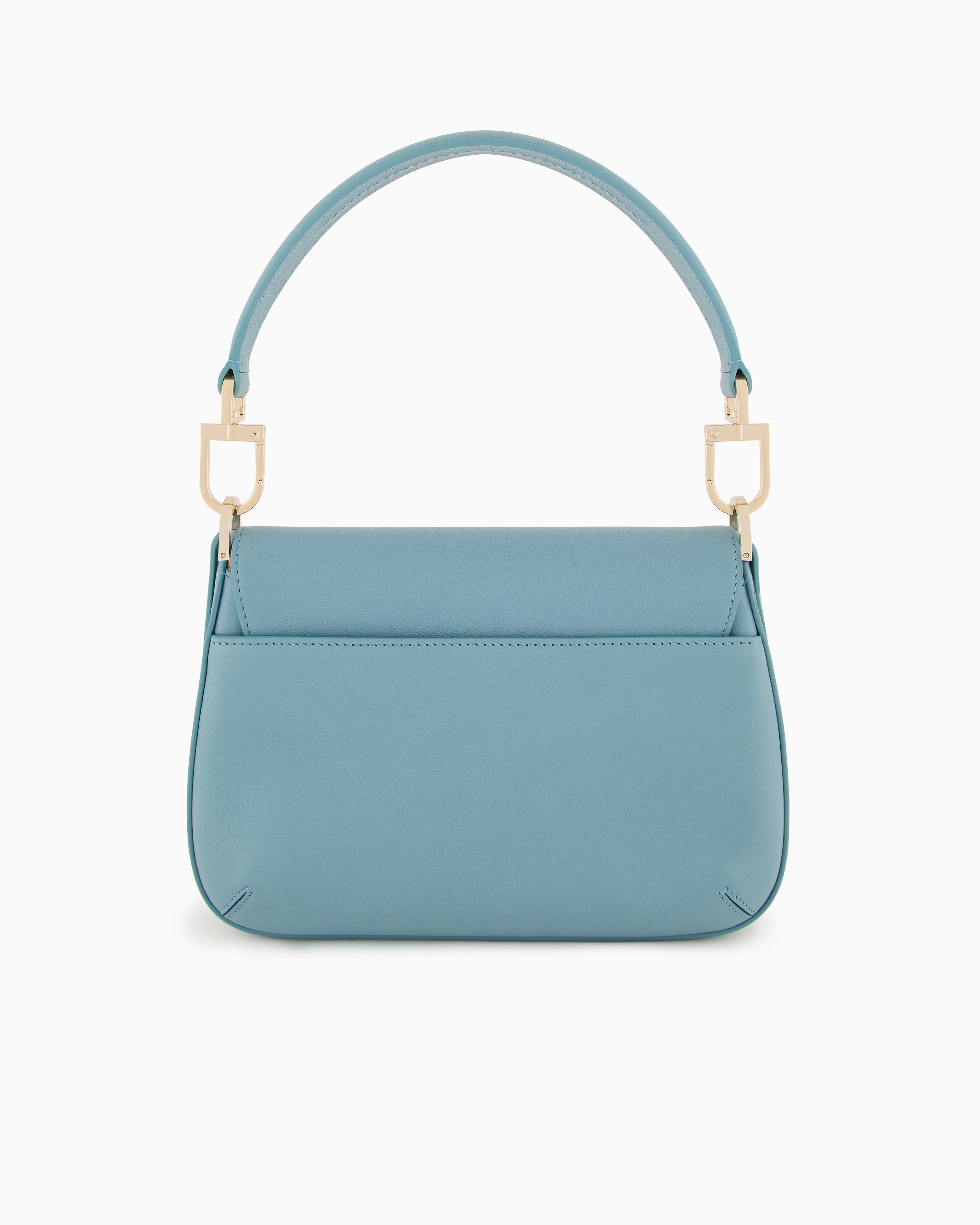 Shop Giorgio Armani Small La Prima Soft Baguette Bag In Nappa Leather In Light Blue