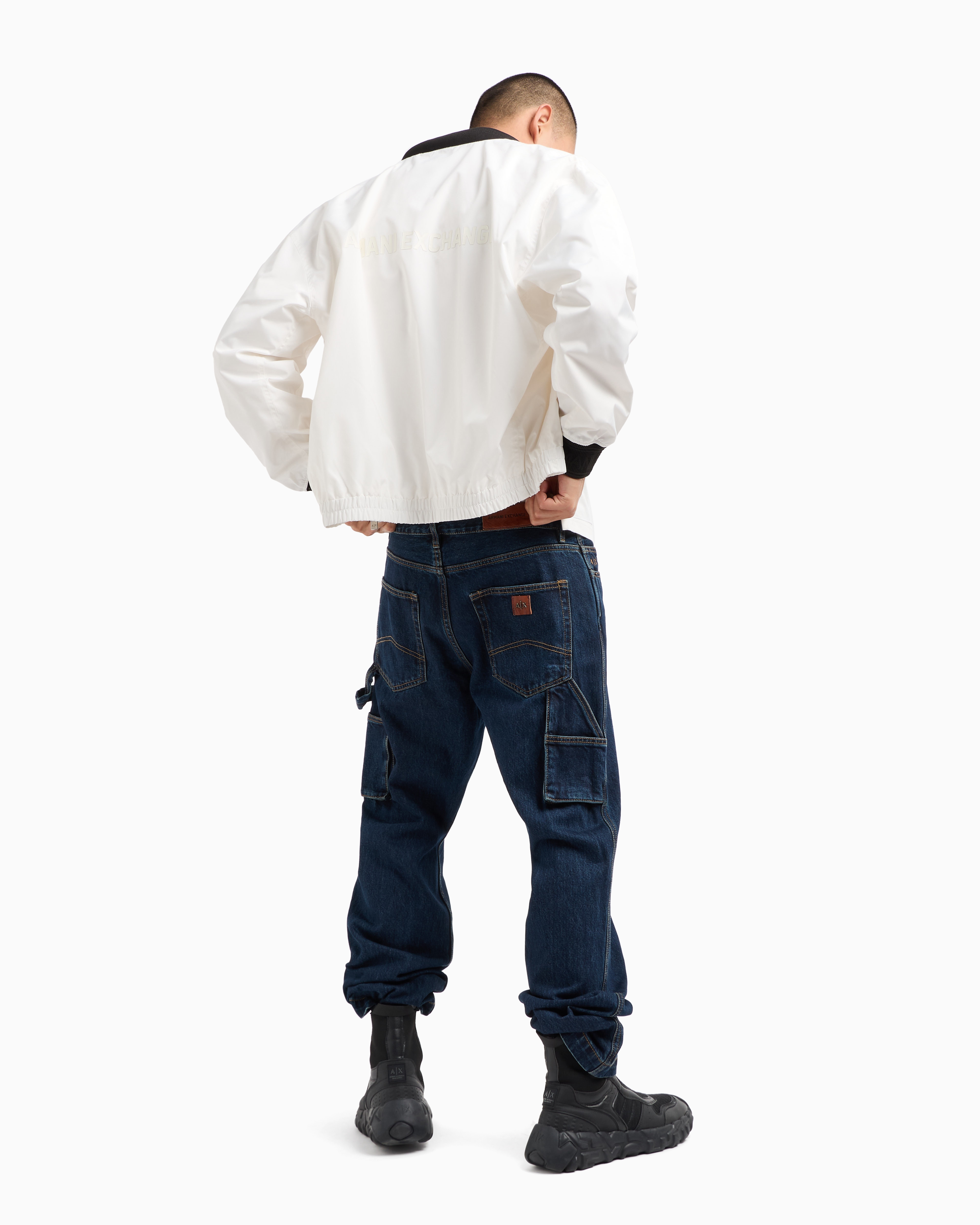 ARMANI JEANS ダークグ紺ジャケット XL Single-breasted jacket with full-zip detachable inner panel