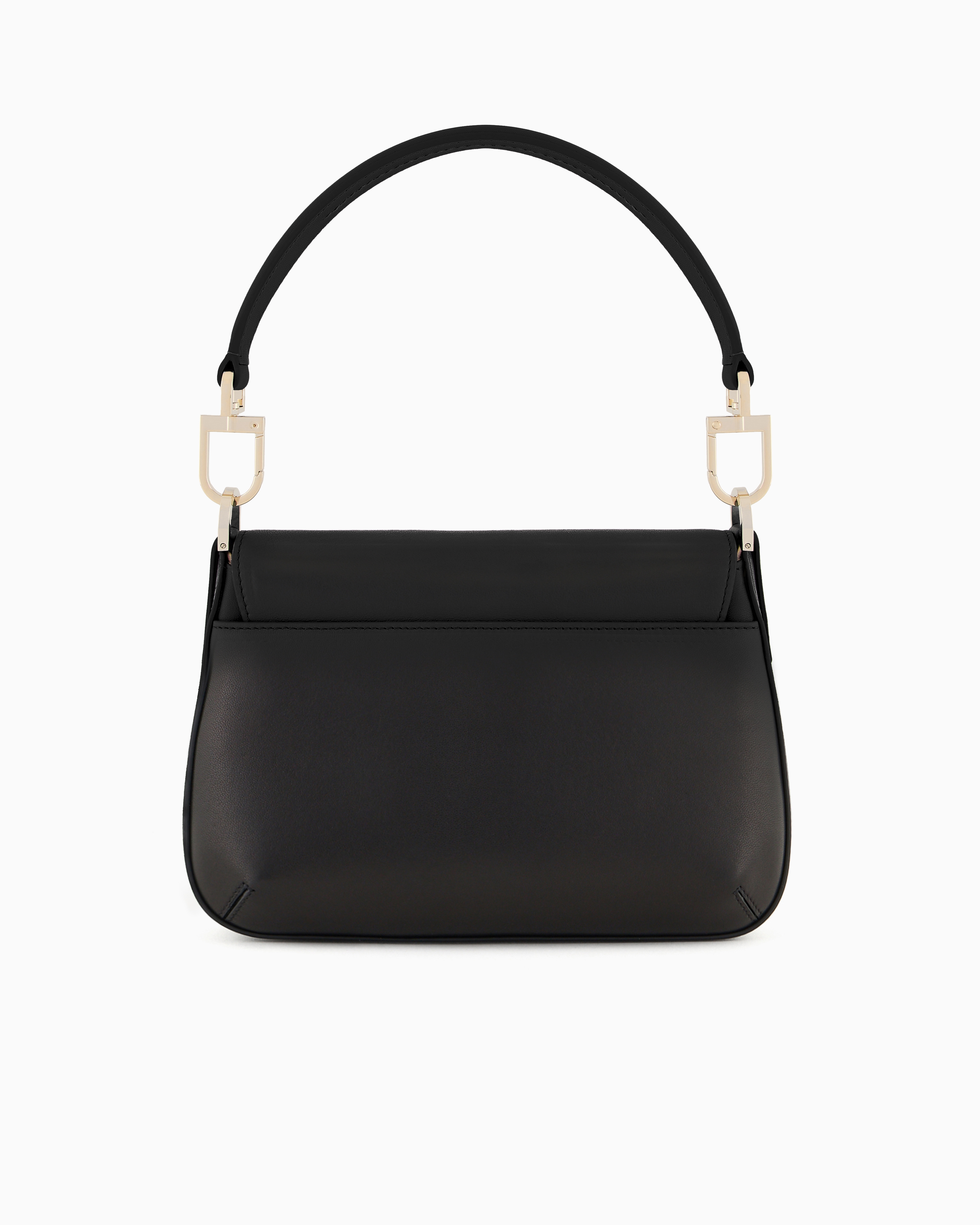 Shop Giorgio Armani Small La Prima Soft Baguette Bag In Nappa Leather In Black