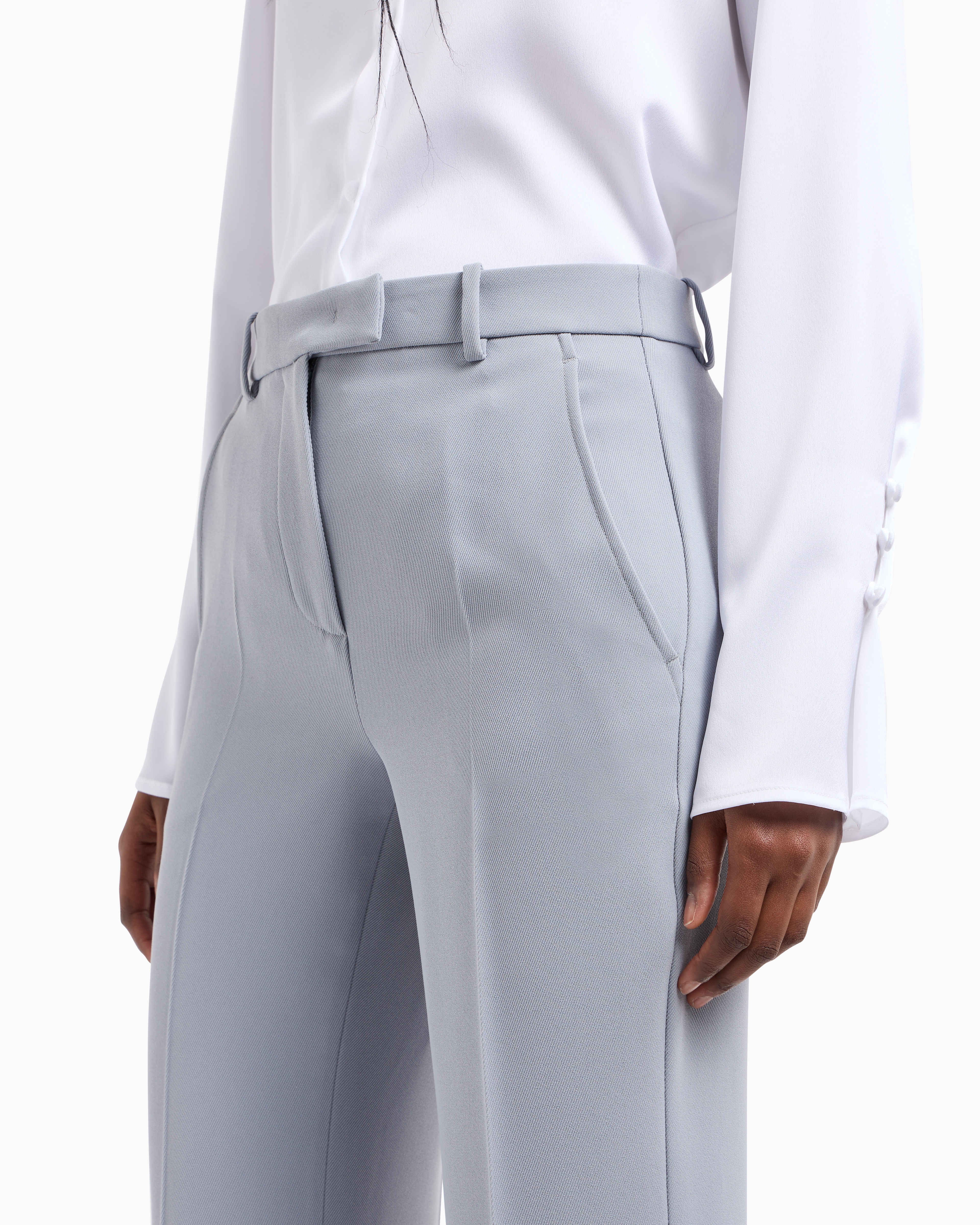 Emporio Armani Official Store Technical Gabardine Trousers In Azure