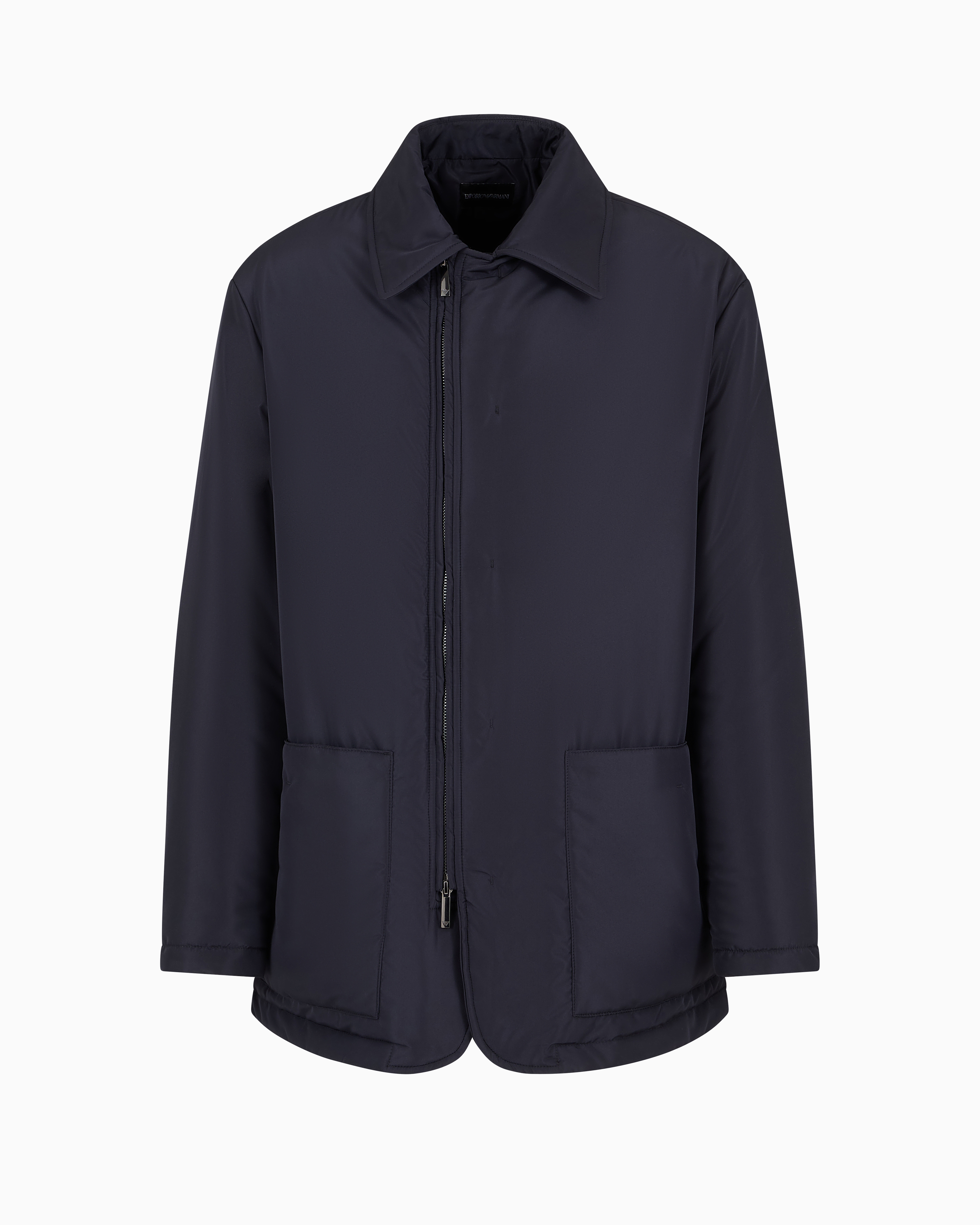 Emporio Armani Official Store Wasserabweisende Nylonjacke Mit Seitenschlitzen In Marineblau