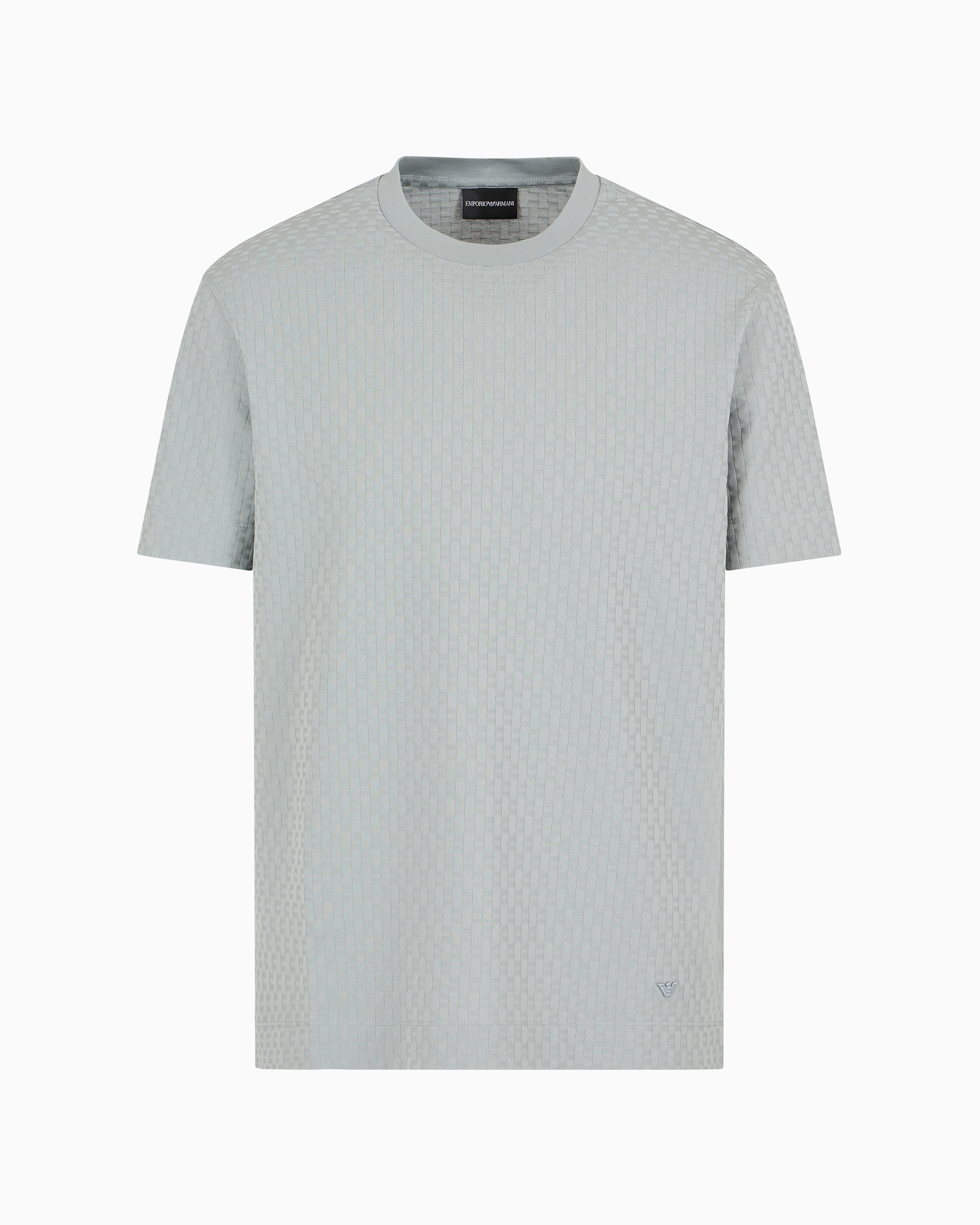 Emporio Armani Official Store Asv T-shirt Aus Jacquard-jersey Mit 3d-relief-effekt In Hellgrau