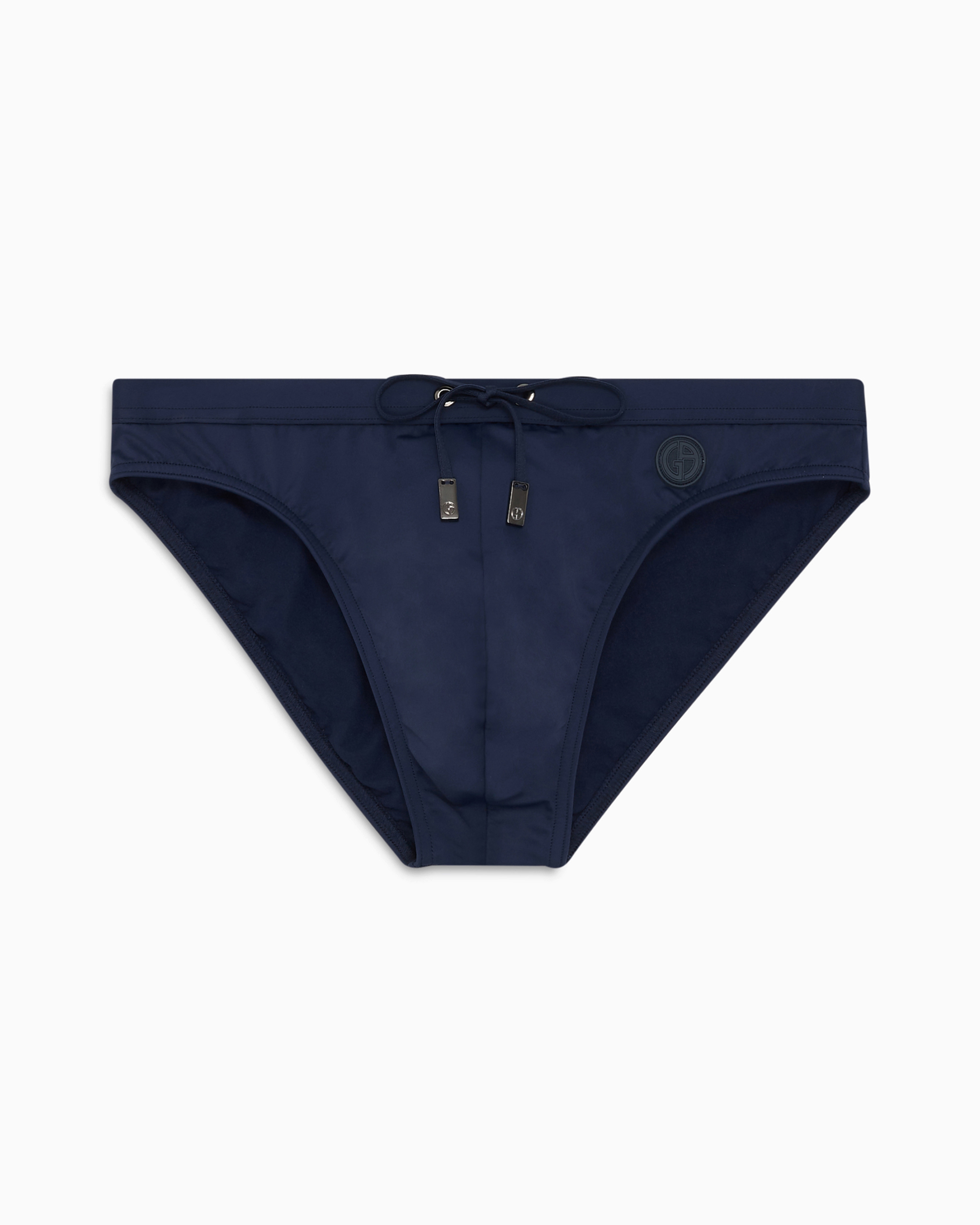 Giorgio Armani Official Store Logo Swimsuit In Navy Blue