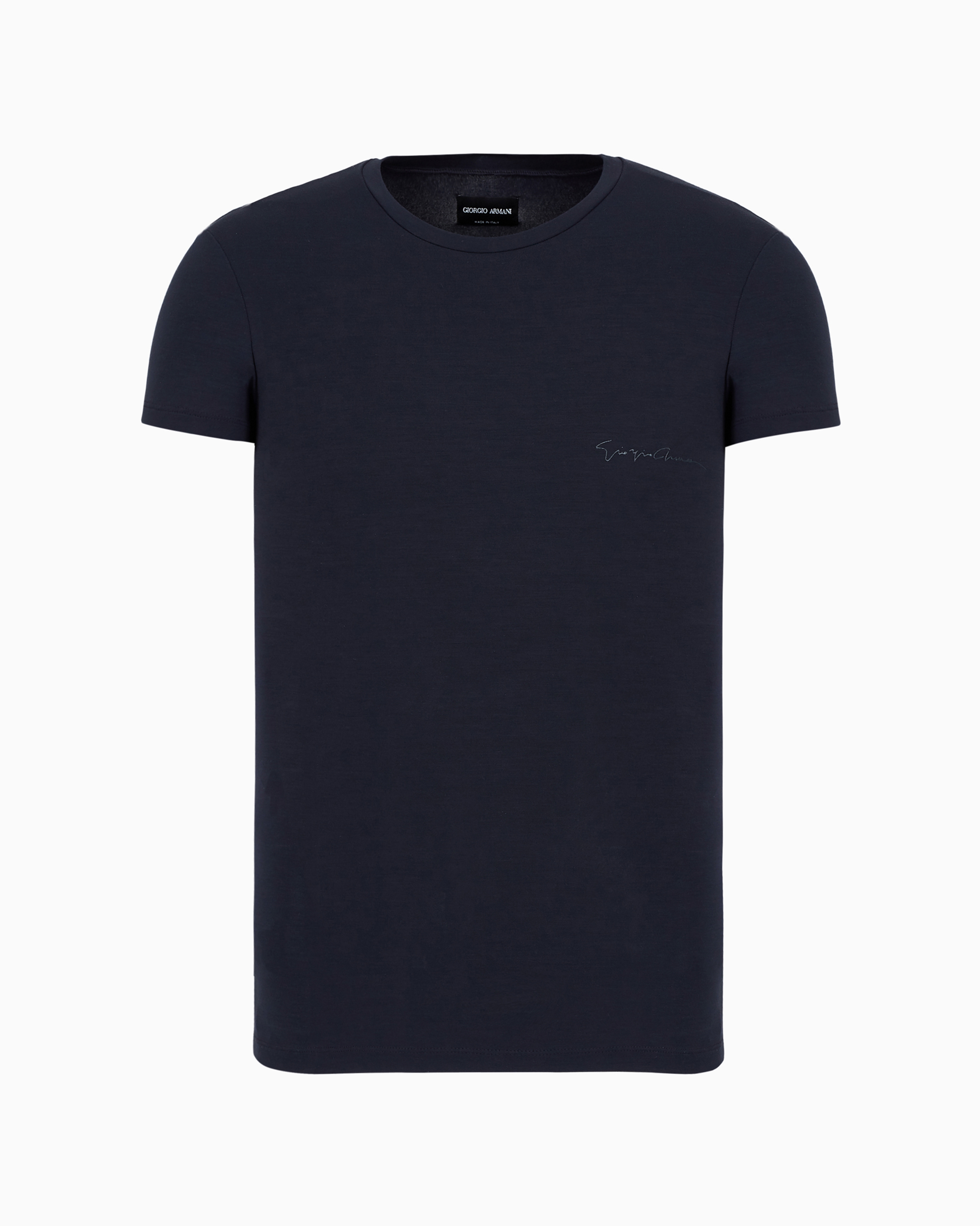 Giorgio Armani Official Store Stretch Jersey Loungewear T-shirt In Navy Blue