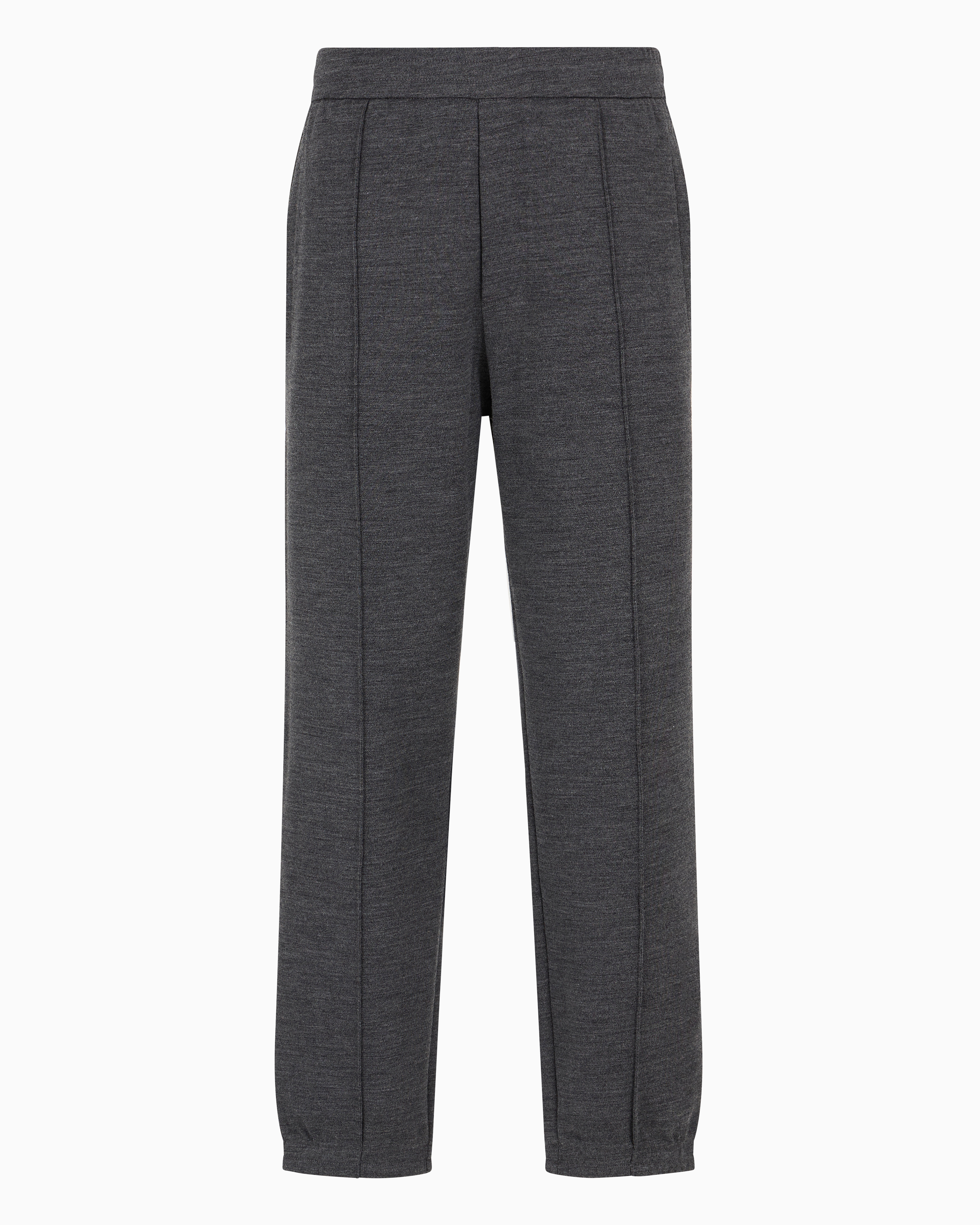 Emporio Armani Official Store Travel Essentials Virgin Wool-blend Jersey Joggers In Dark Gray