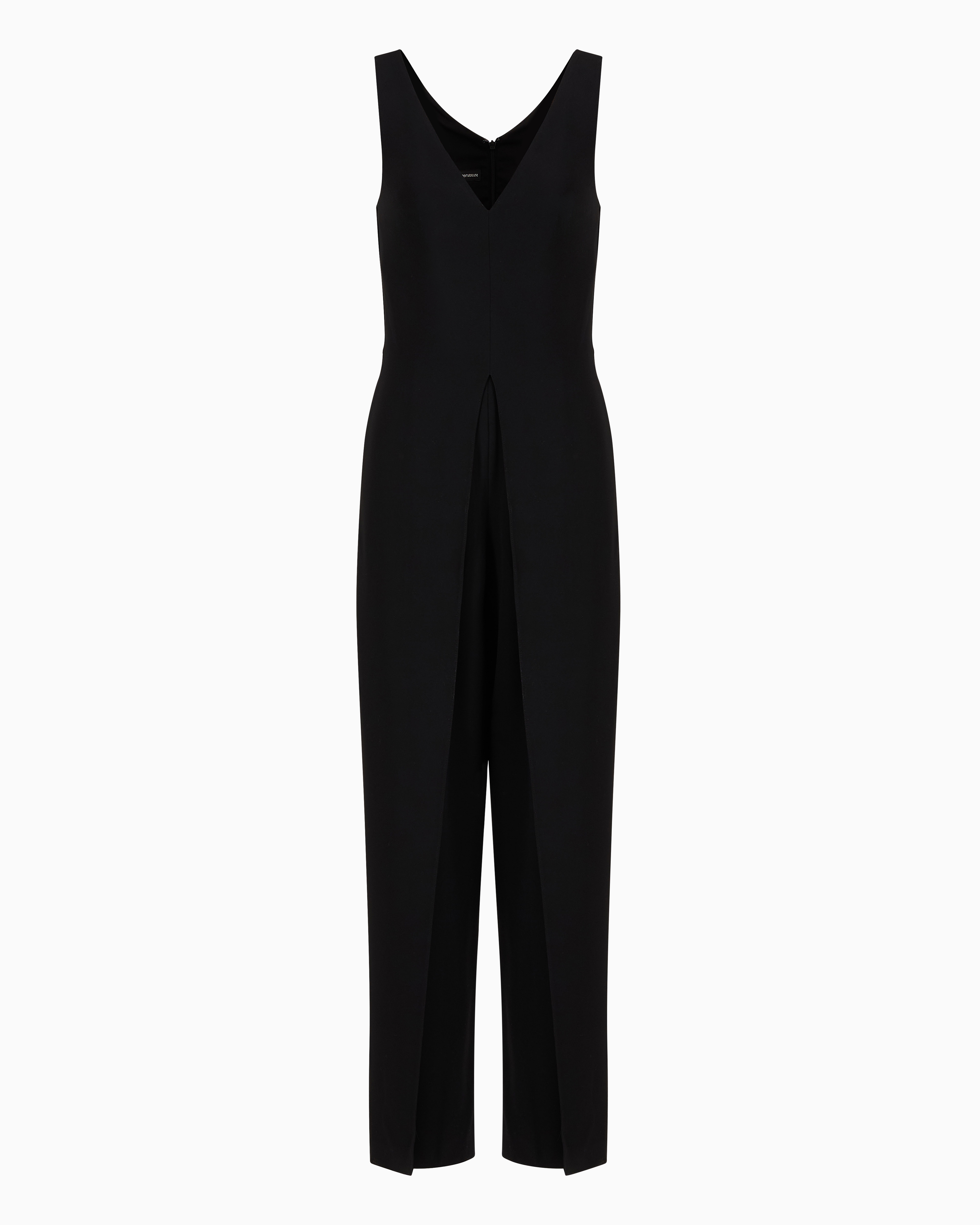 Emporio Armani Official Store Overall Mit V-ausschnitt Aus Funktions-cady In Schwarz