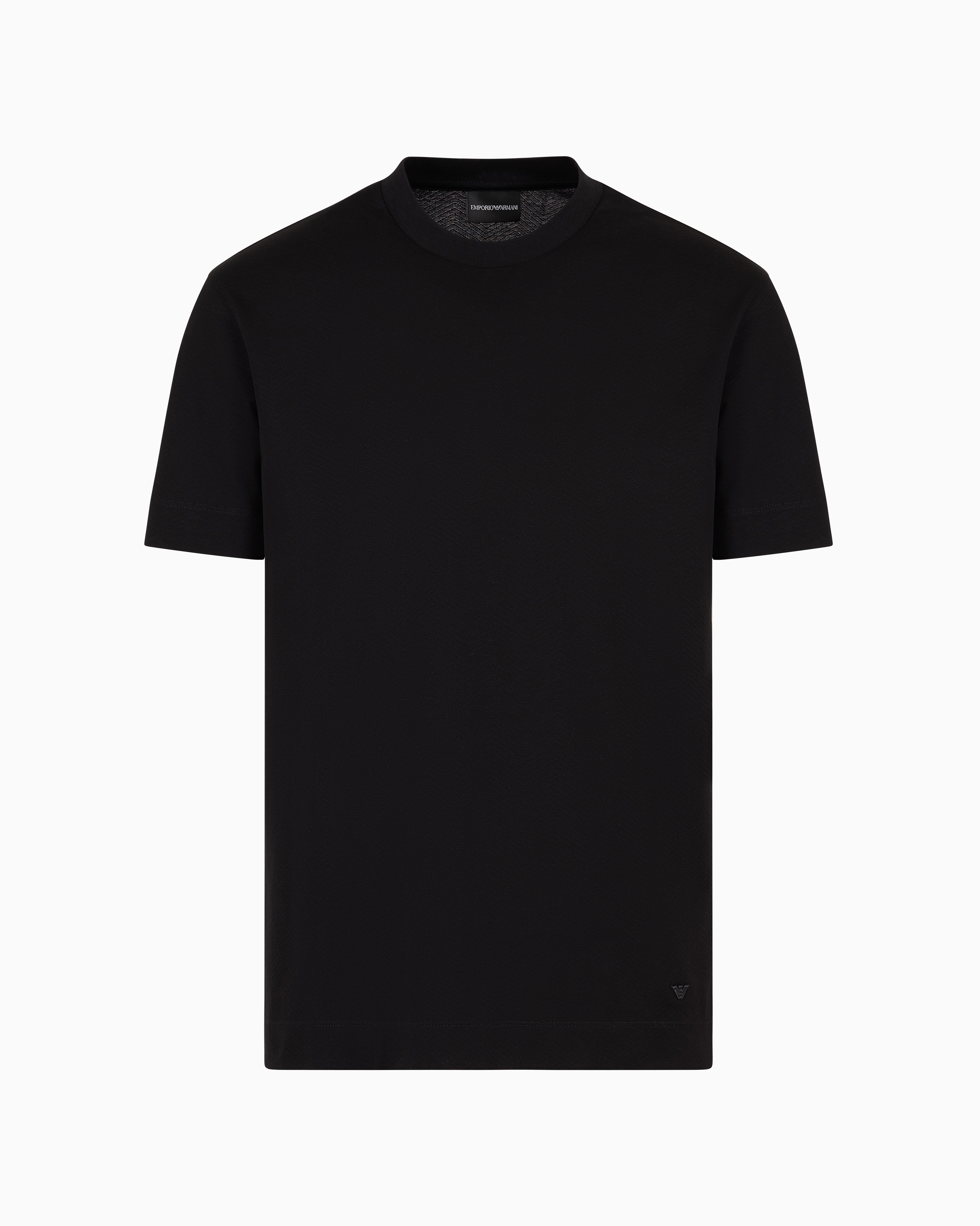 Emporio Armani Official Store Asv T-shirt Aus Jacquard-jersey Mit 3d-relief-effekt In Schwarz