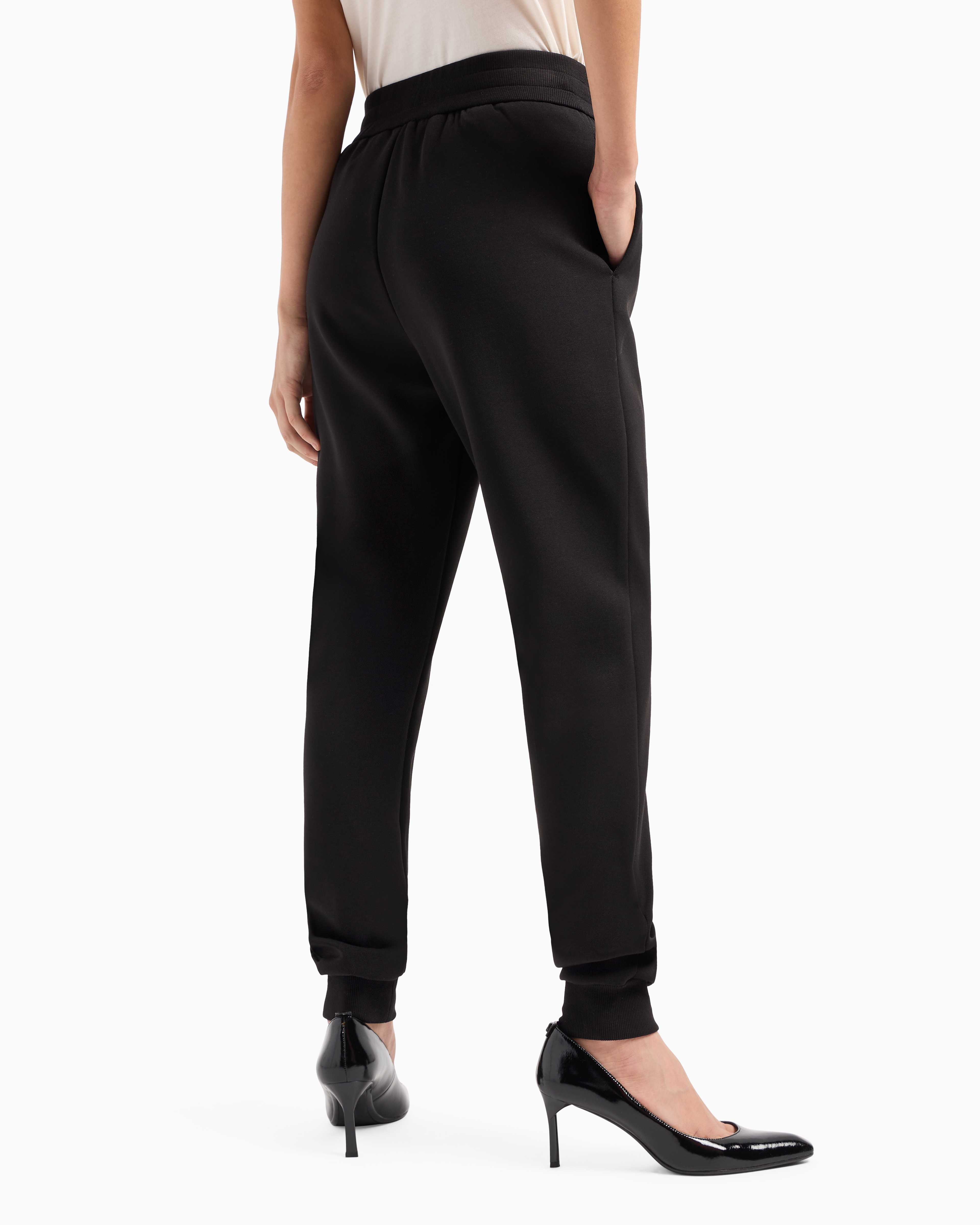 Shop Armani Exchange A Line French Terry Jogger Trousers In Black