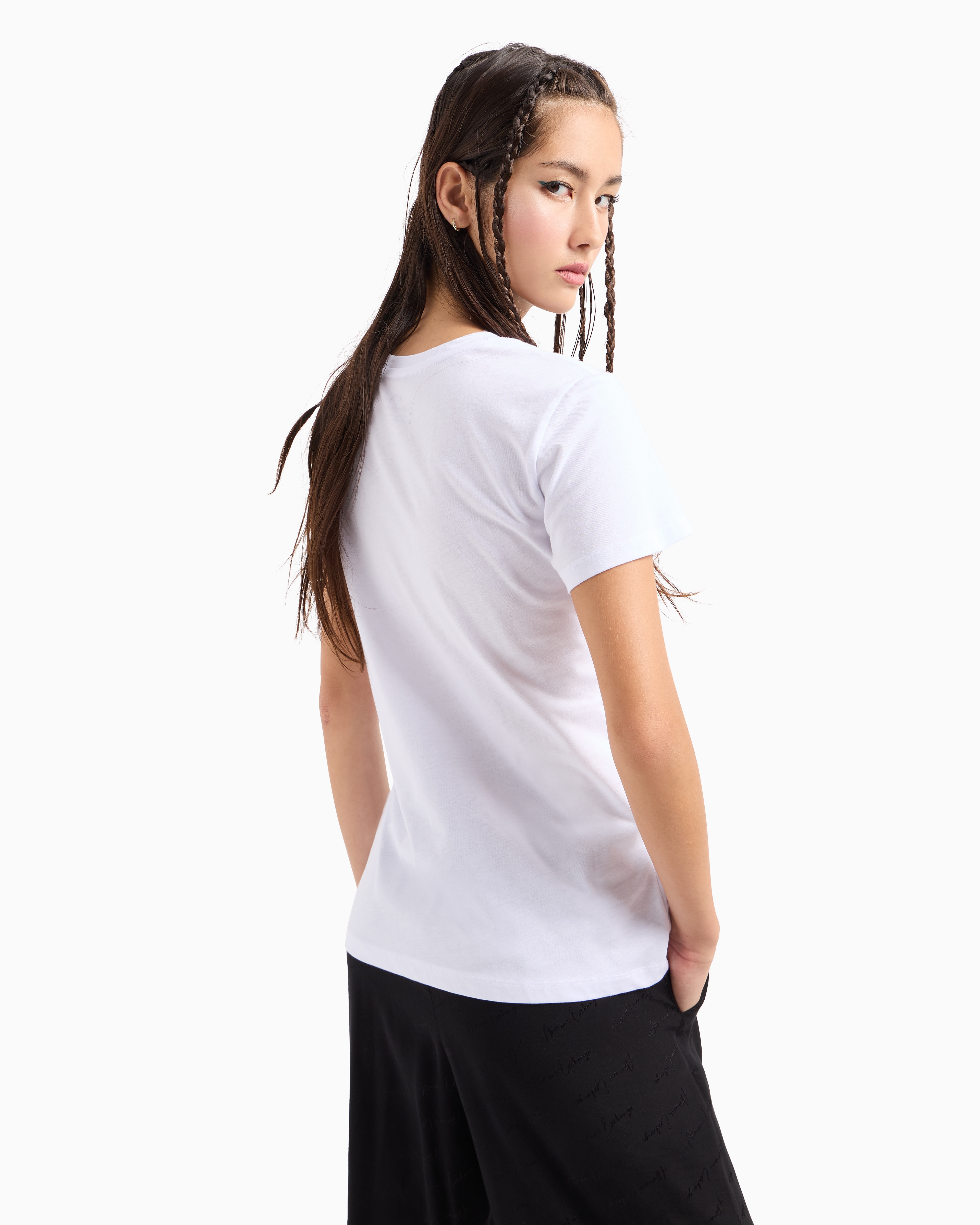 Shop Armani Exchange Regular Fit T-shirt With Mini Signature Print In Asv Cotton In White