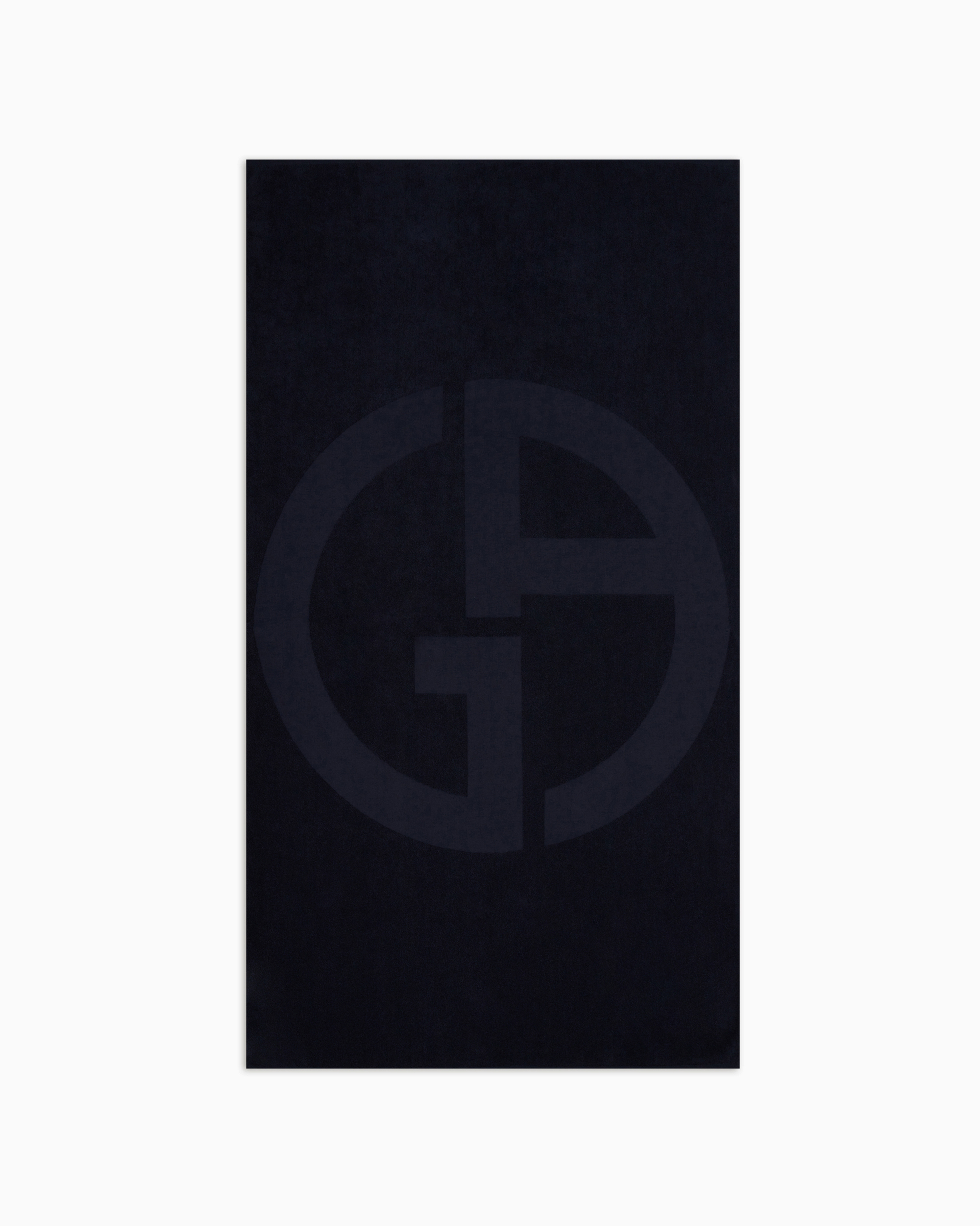 Giorgio Armani Official Store Cotton Beach Towel With Jacquard Logo In Navy Blue