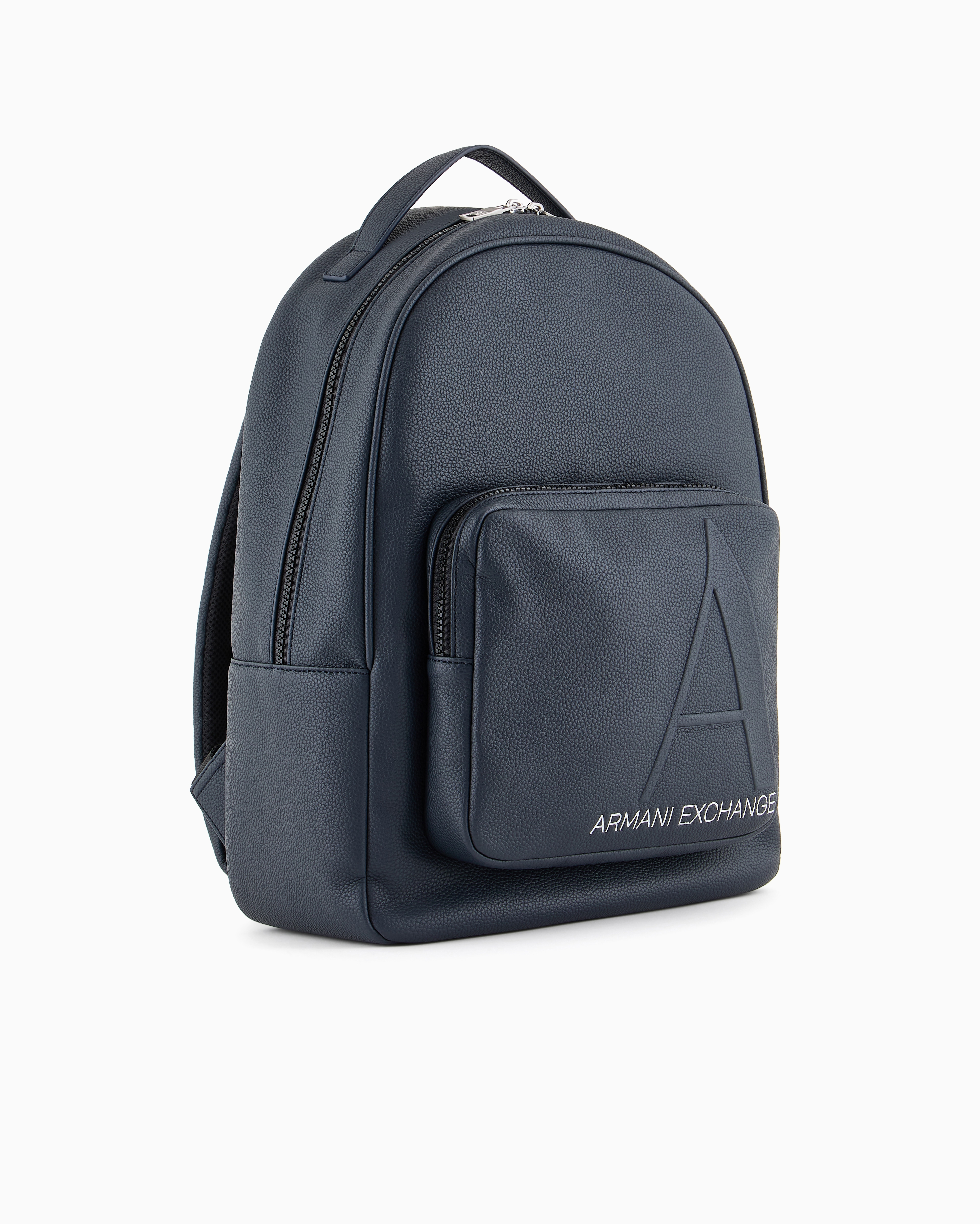 Shop Armani Exchange Asv A Line Logo Recycled Backpack In Navy_blue