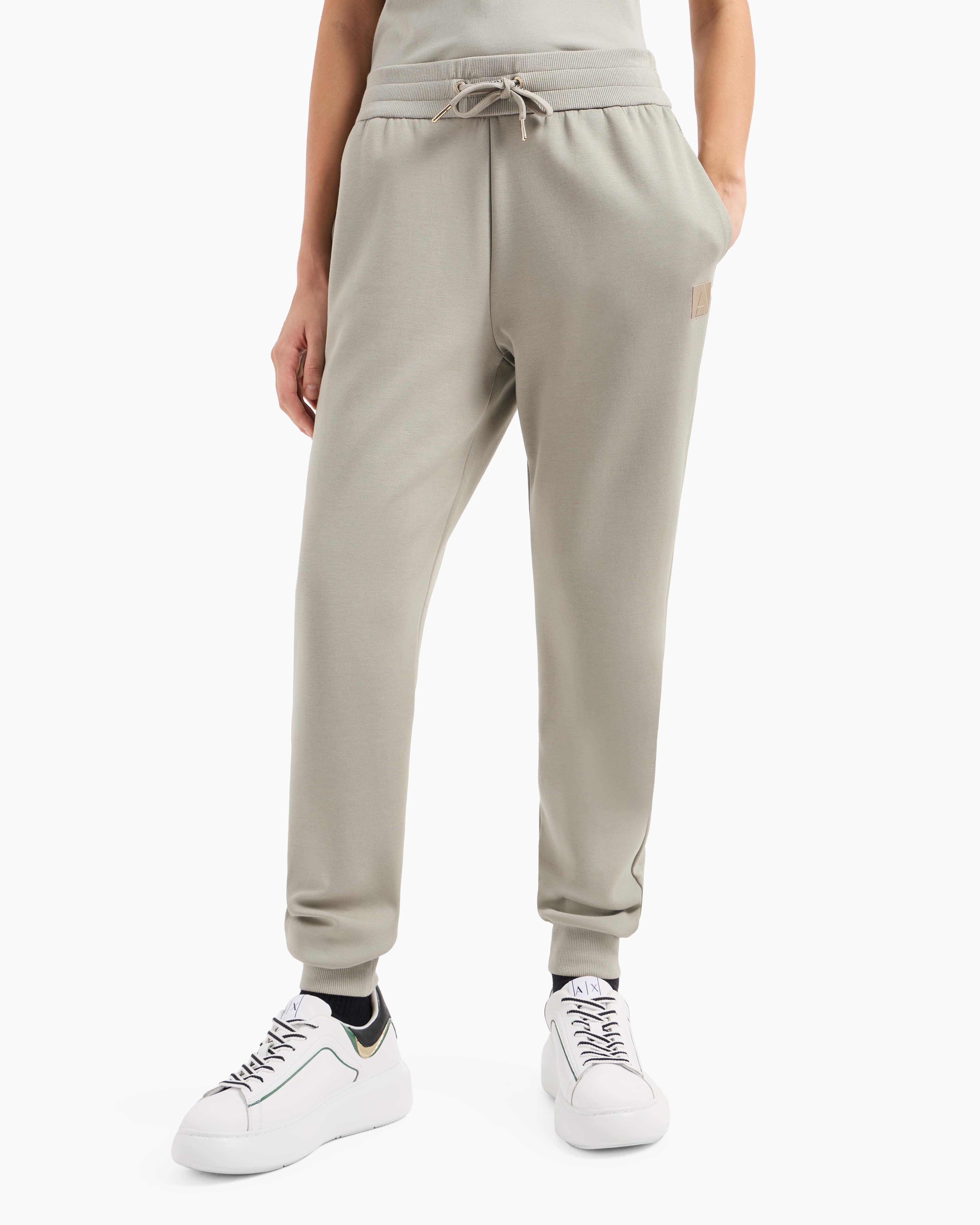 Shop Armani Exchange A Line French Terry Jogger Trousers In Gray