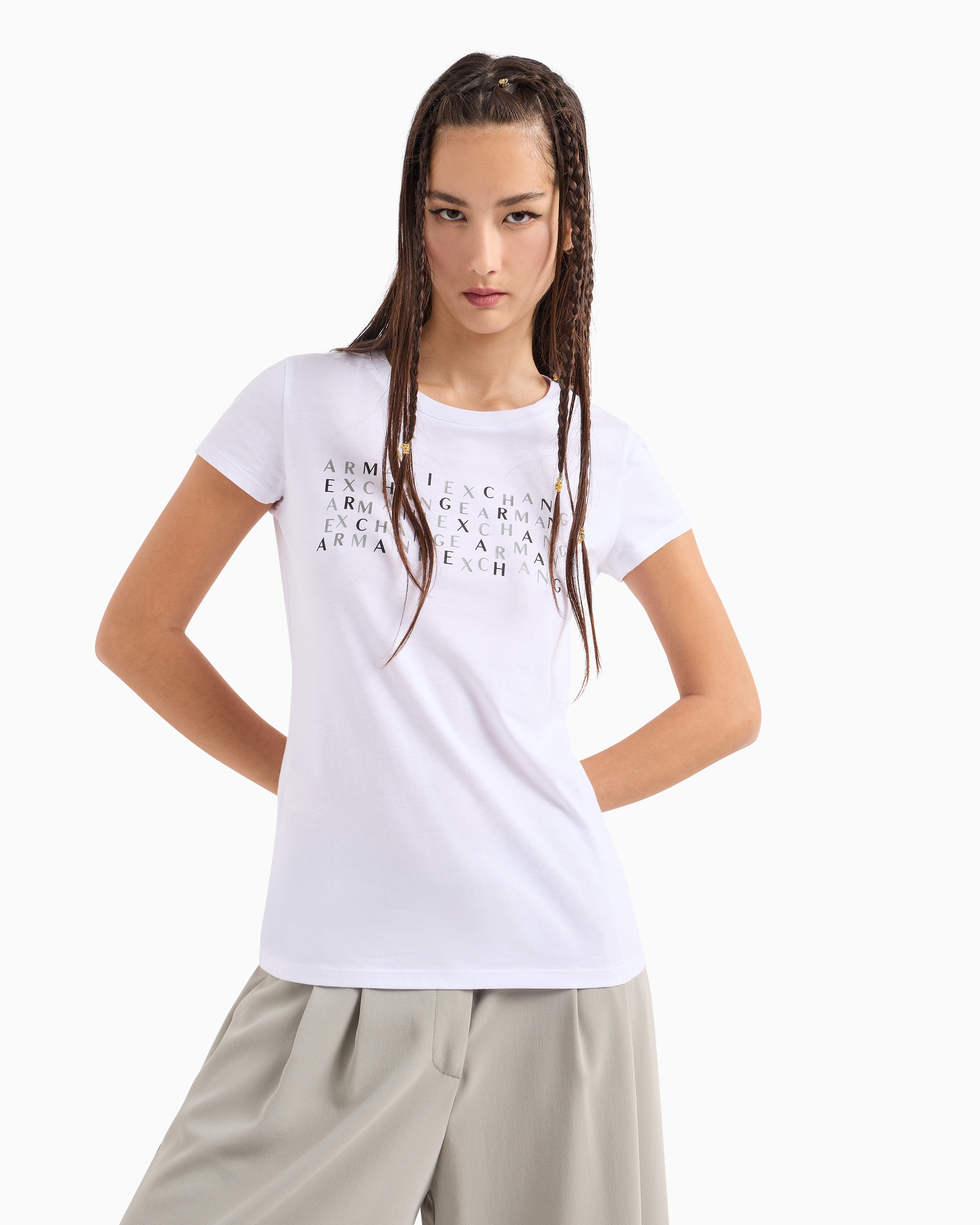 ARMANI EXCHANGE SLIM FIT T-SHIRT WITH LOGO LETTERING 