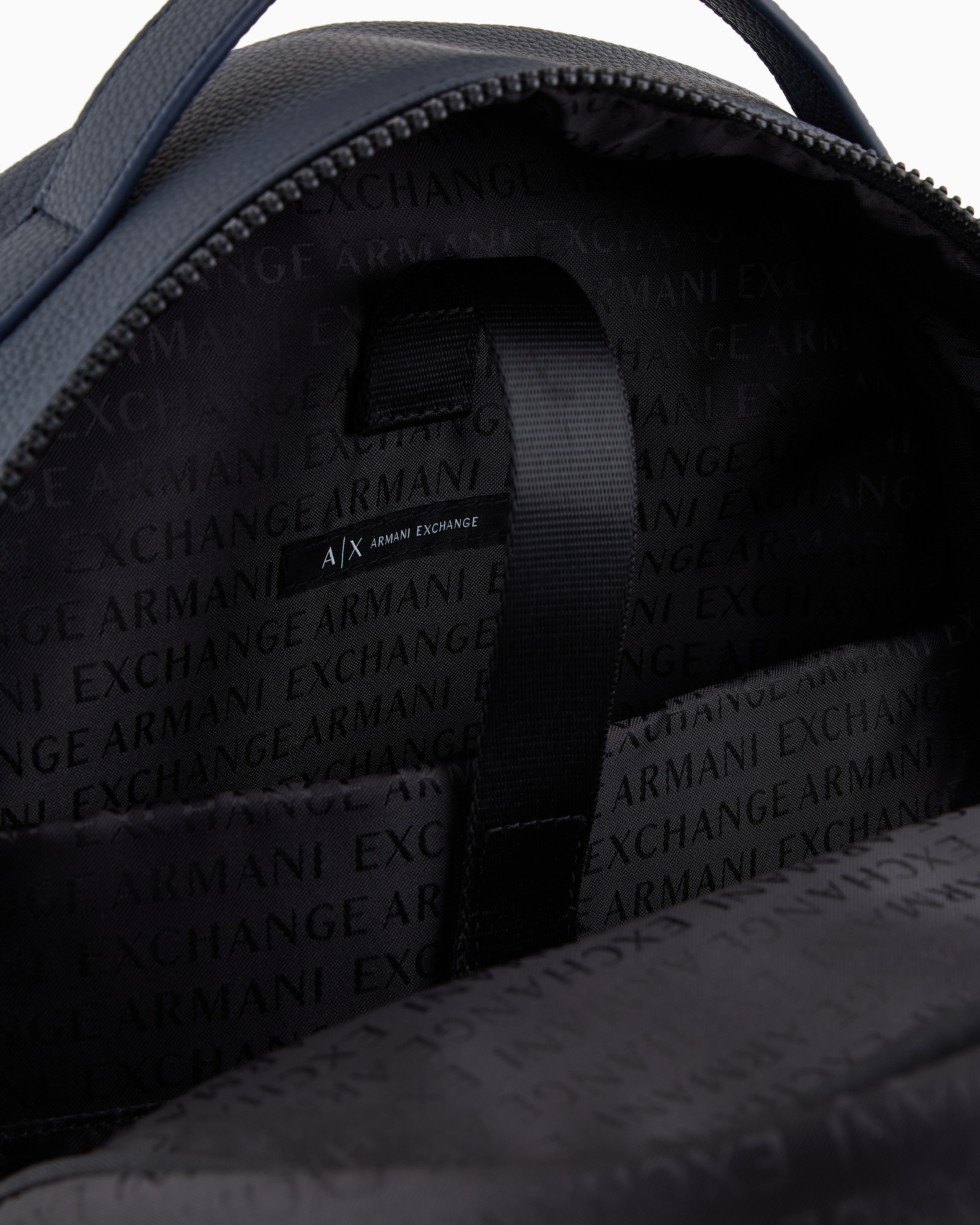 Shop Armani Exchange Asv A Line Logo Recycled Backpack In Navy_blue