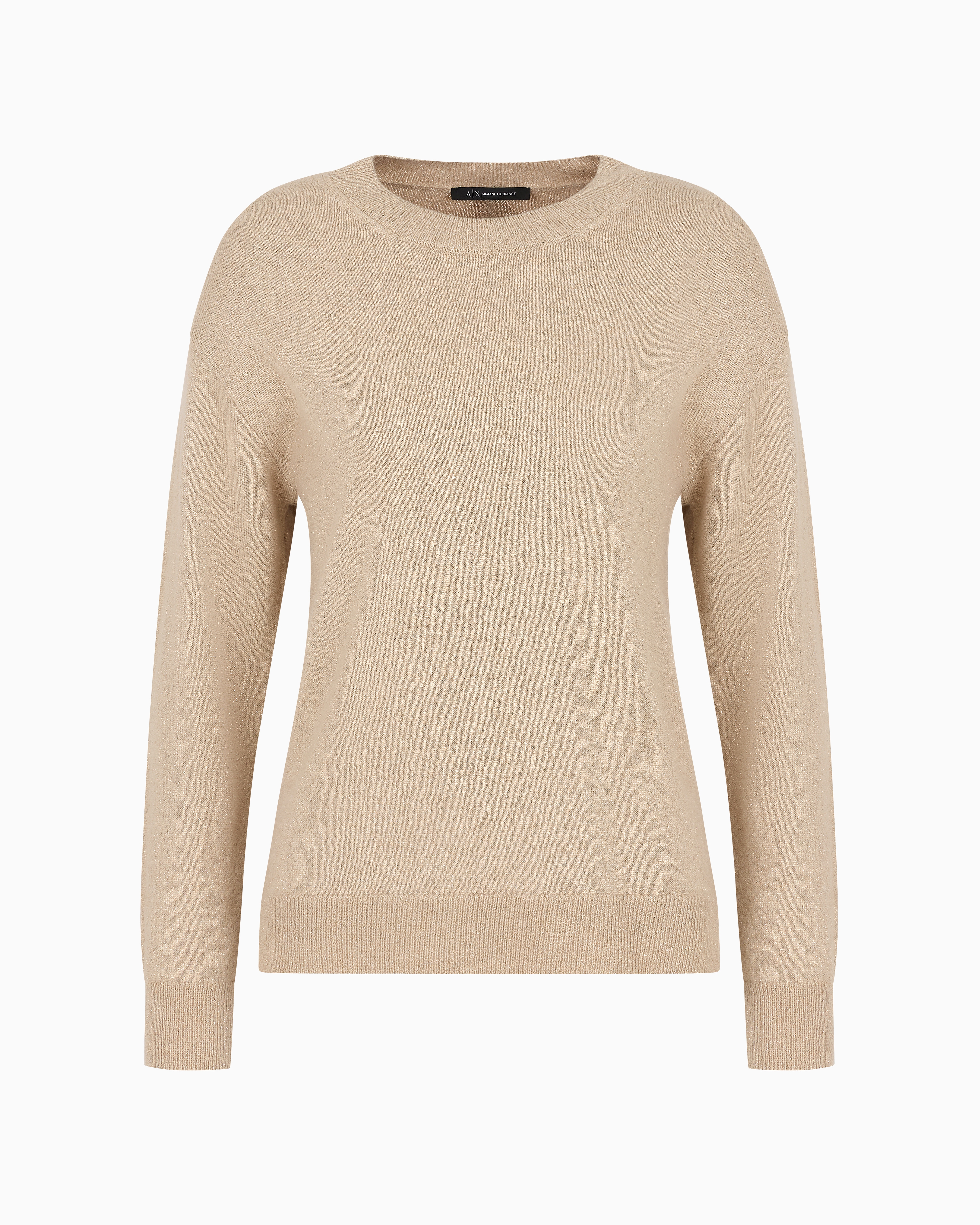 Shop Armani Exchange Boucle Crew Neck Sweater In Gold