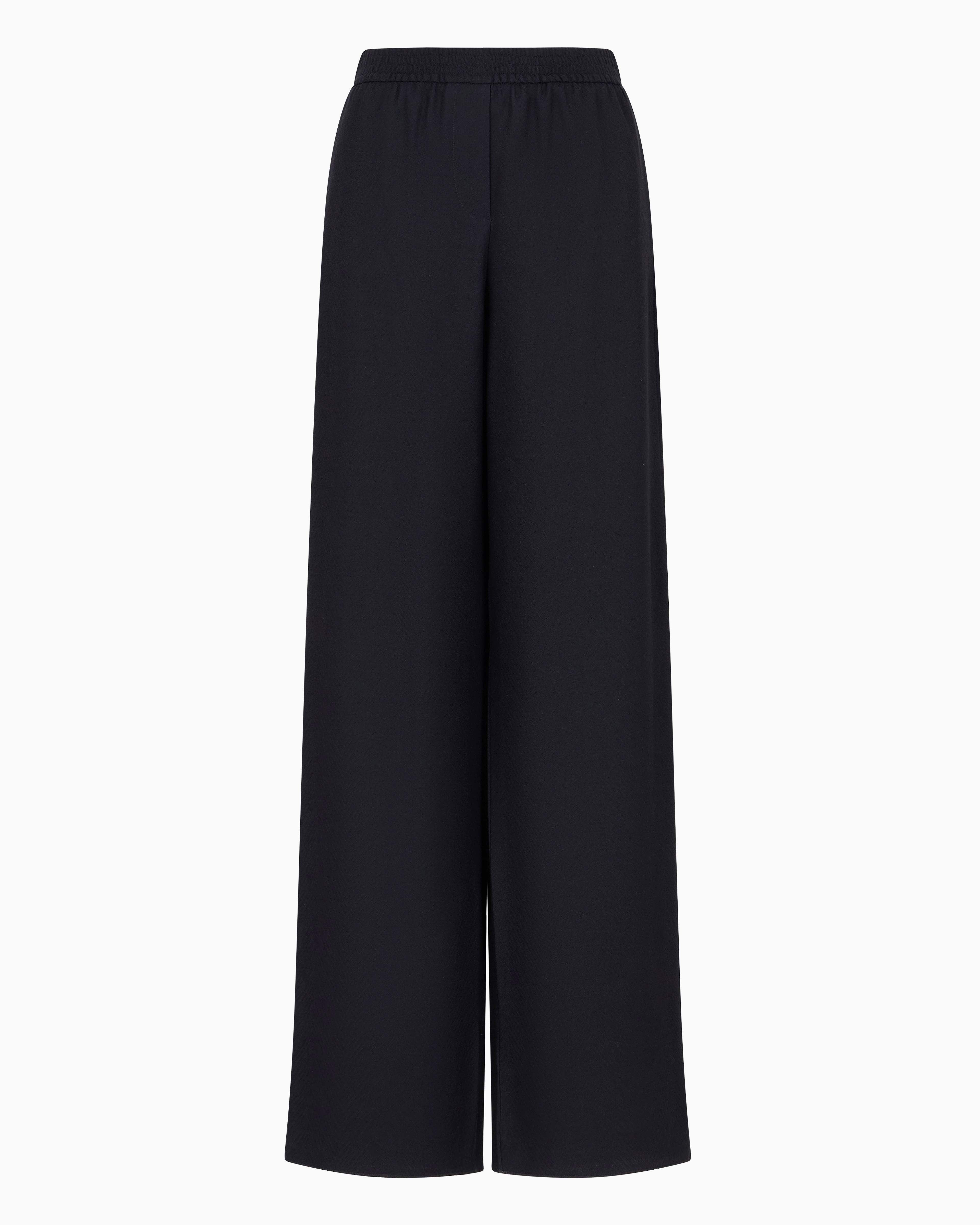 Emporio Armani Official Store Icon Chevron Virgin Wool Blend Trousers With An Elasticated Waist In Blue